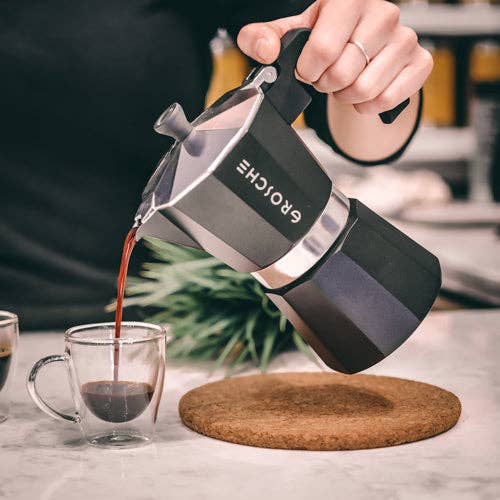 GROSCHE MILANO Stovetop Espresso Maker - 3 Cup Italian Moka Pot, BPA-Free Aluminum Coffee Maker for Gas & Electric Stoves - Perfect for Home, Office & Camping Brewing