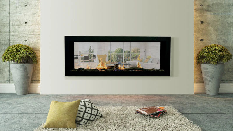 Sierra Flame Emerson 48-Inch Natural Gas Fireplace - Slim See-Through Linear Design for Modern Living Rooms & Patios