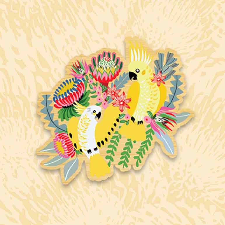 Handmade Cockatoo Wooden Brooch - Unique Bird-Themed Jewelry for Women - Perfect for Casual Wear, Parties & Gifts
