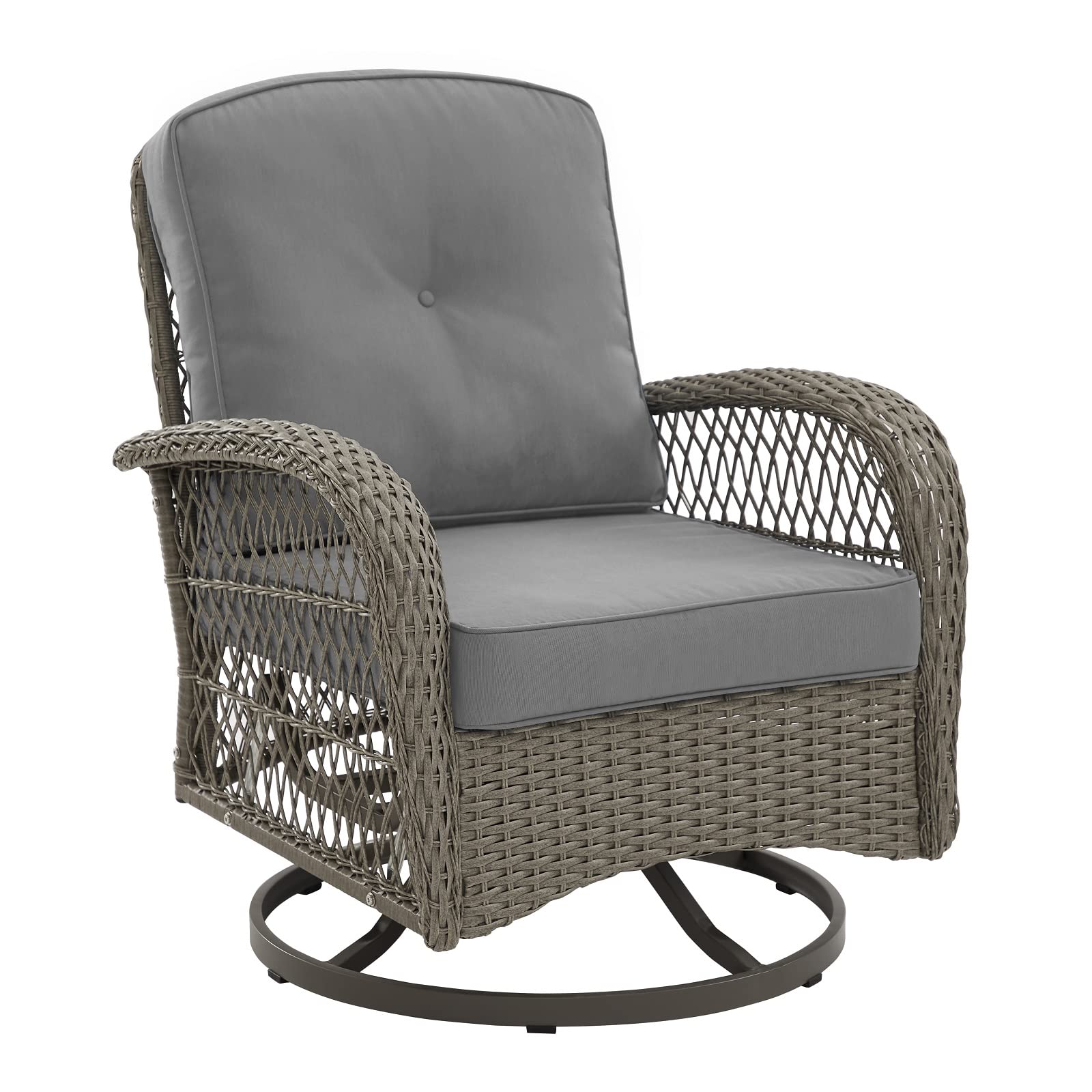 3-Piece Patio Furniture Set - Grey Rattan Outdoor Bistro Set with 2 Wicker Chairs & Table, 3.9
