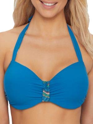 Chantelle Plume Halter Bikini Top for Women - 34E Bra Size, Blue Essouira | Sexy Swimwear for Beach, Pool & Vacation | Comfortable Support & Stylish Design
