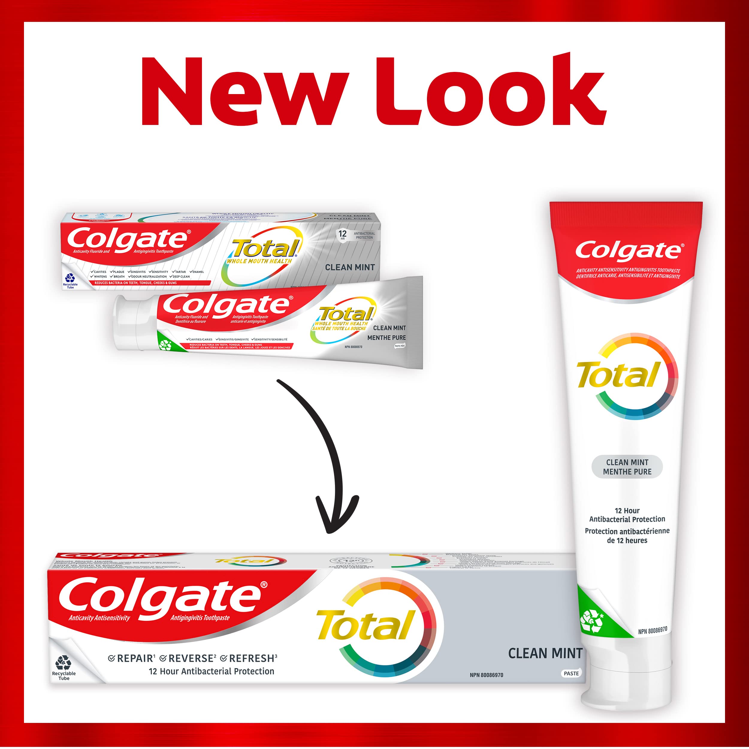 Colgate Total Clean Toothpaste - Original Clean Mint Flavor, 3 Pack (120 mL Each) | Teeth Whitening, Sensitivity Relief & Enamel Protection | Fresh Breath for Daily Oral Care | Perfect for Home, Travel & Office Use