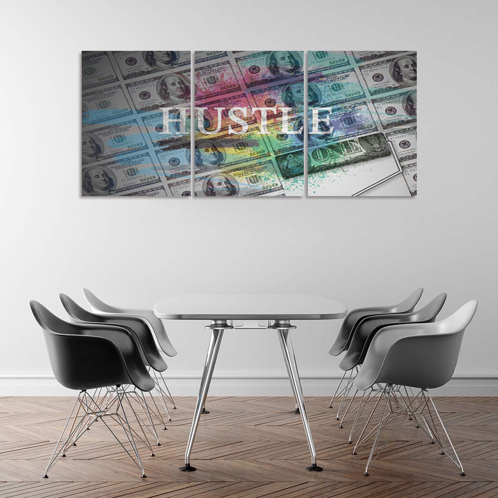 Motivational Wall Art Canvas - Inspirational Entrepreneur Quotes & Hustle Sayings for Office & Home Decor, Framed Painting (48”Wx24”H) - Perfect for Living Room, Workspace & Business Gifts