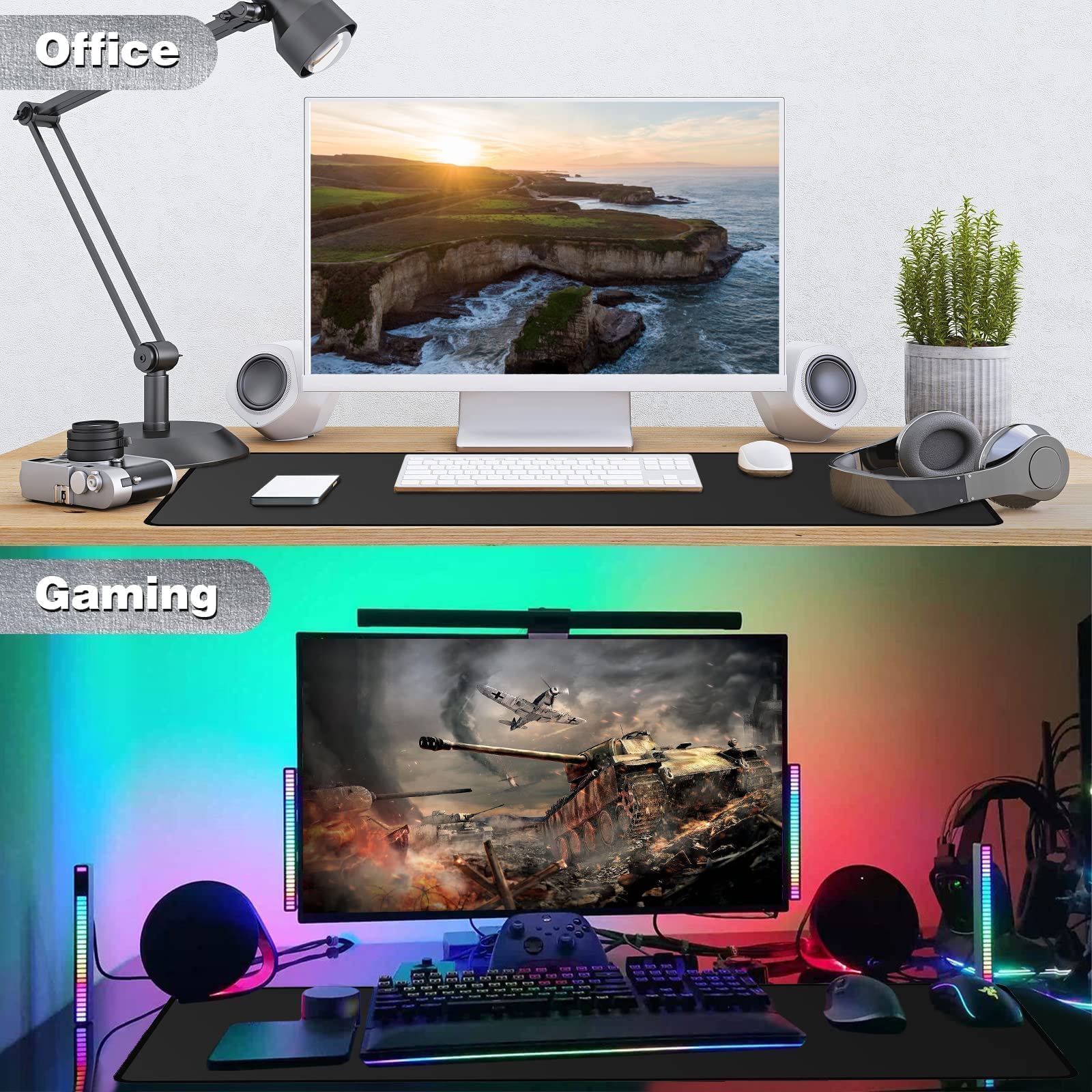 ETZ Large Gaming Mouse Pad - 31.5 x 11.8 Inches Extended Mouse Mat with Stitched Edges, Non-Slip Rubber Base, Waterproof & Washable Desk Pad for PC, Laptop, Gaming & Office Use - Black