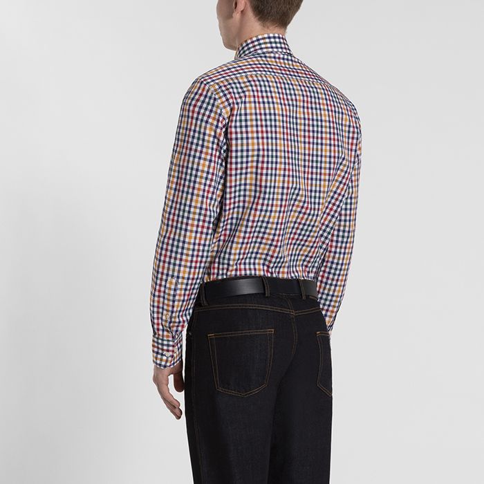 PAUL&SHARK Men's Multi-Color Checkered Cotton Casual Shirt | Stylish Button-Down for Business, Office & Everyday Wear | Comfortable & Breathable Fabric