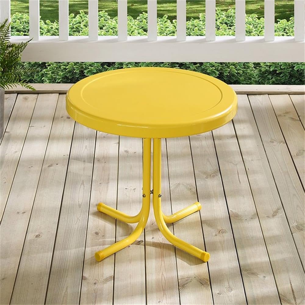 Home Square 2-Piece Yellow Metal Patio End Table Set - Outdoor Bistro Side Tables for Garden, Poolside & Patio Furniture