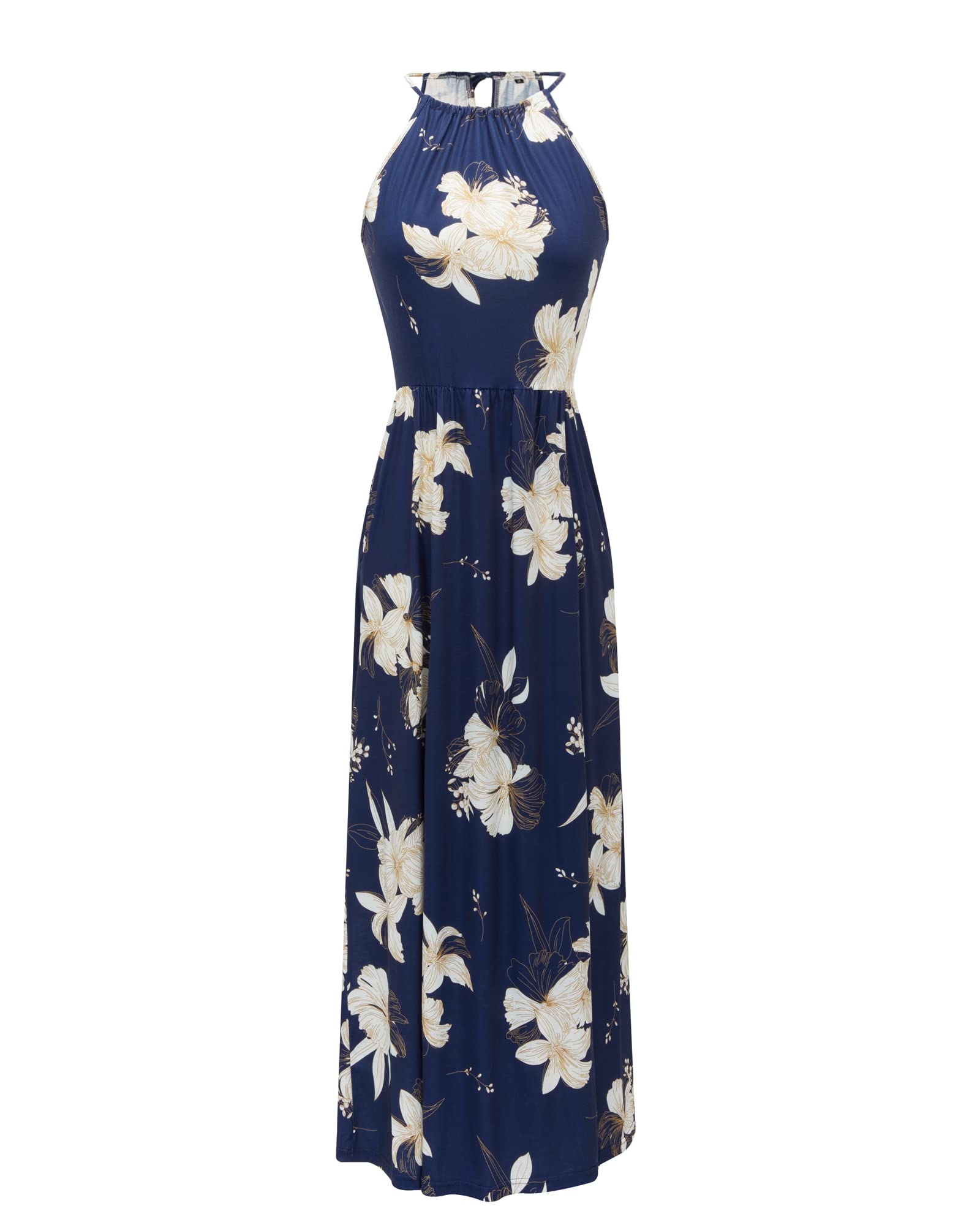 KILIG Women's Summer Maxi Dress 2025 - Casual Sleeveless Floral Sundress with Side Slit, Flowy Long Beach Dress for Vacation, Pool Party & Outdoor Date Night