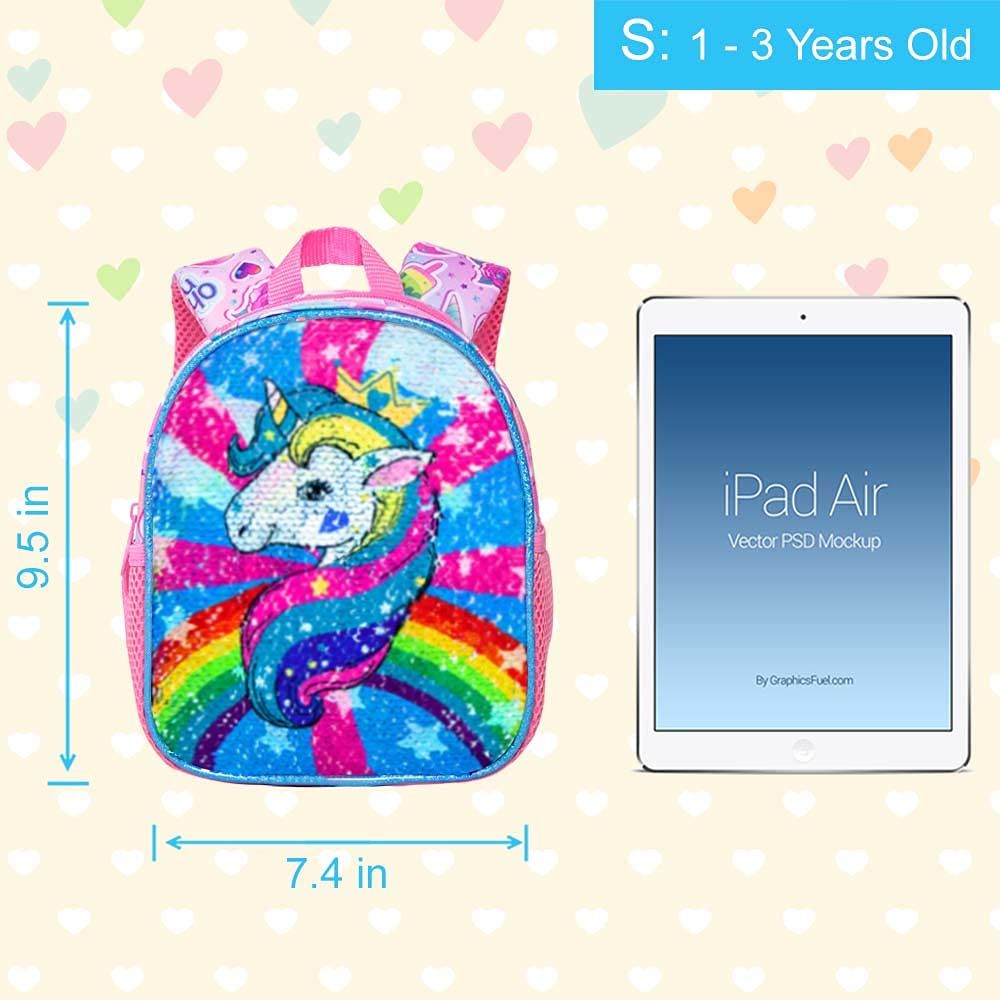AGSDON Toddler Backpack with Removable Safety Leash - 9.5 Inch Cute Unicorn Design Baby Bookbag for Boys & Girls - Perfect for Travel, Daycare, and Outdoor Adventures