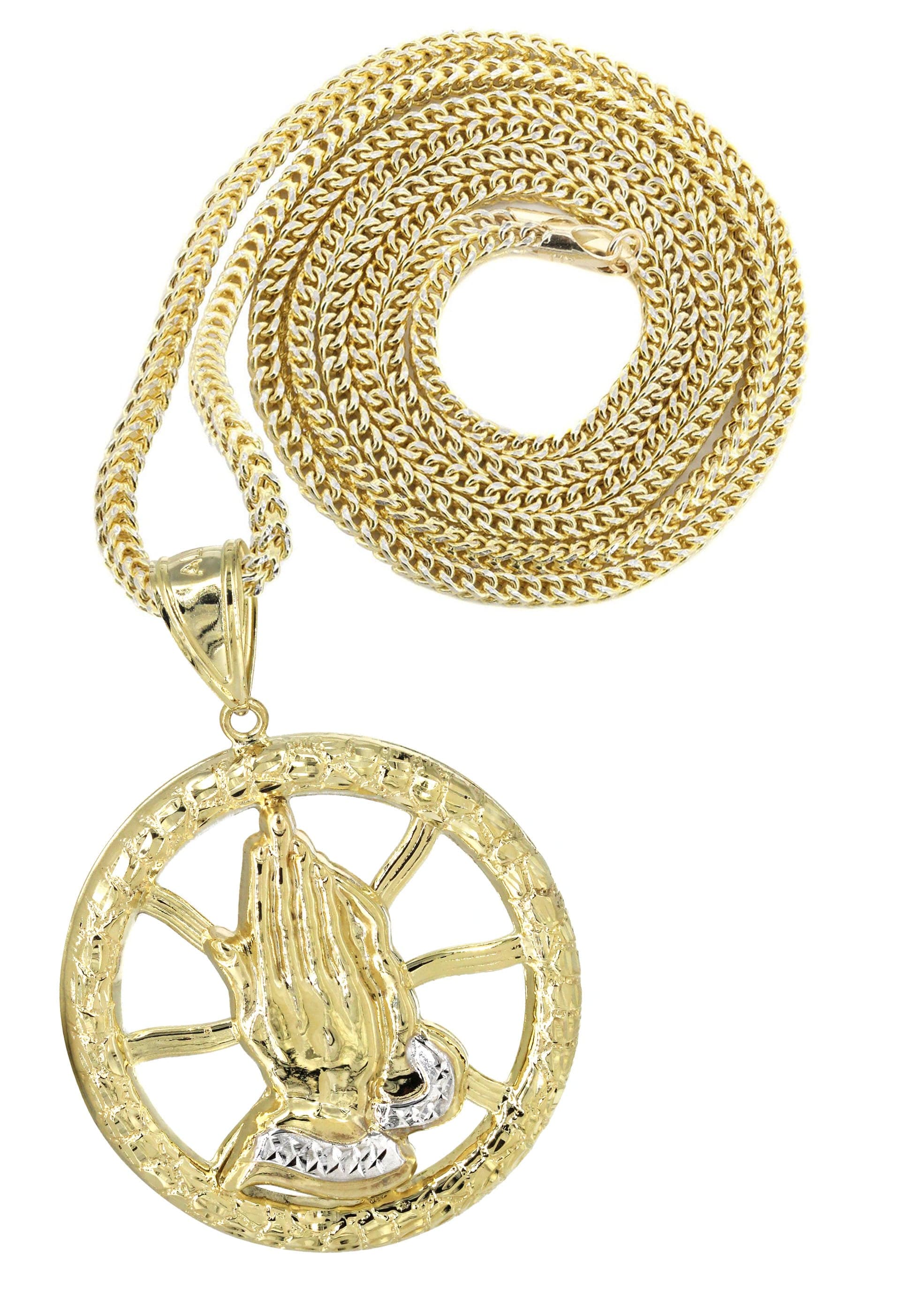10K Yellow Gold Praying Hands Pendant Necklace - 16.8 Grams | Religious Jewelry for Women & Men | Perfect for Prayer, Church, Gifts & Everyday Wear
