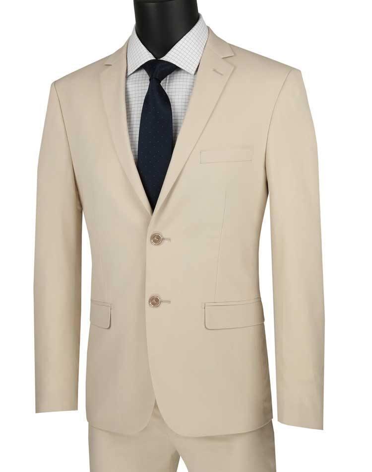 Ultra Slim Fit Stretch 2 Piece Suit for Men - Beige Business Formal Wear | Perfect for Office, Interviews & Special Occasions