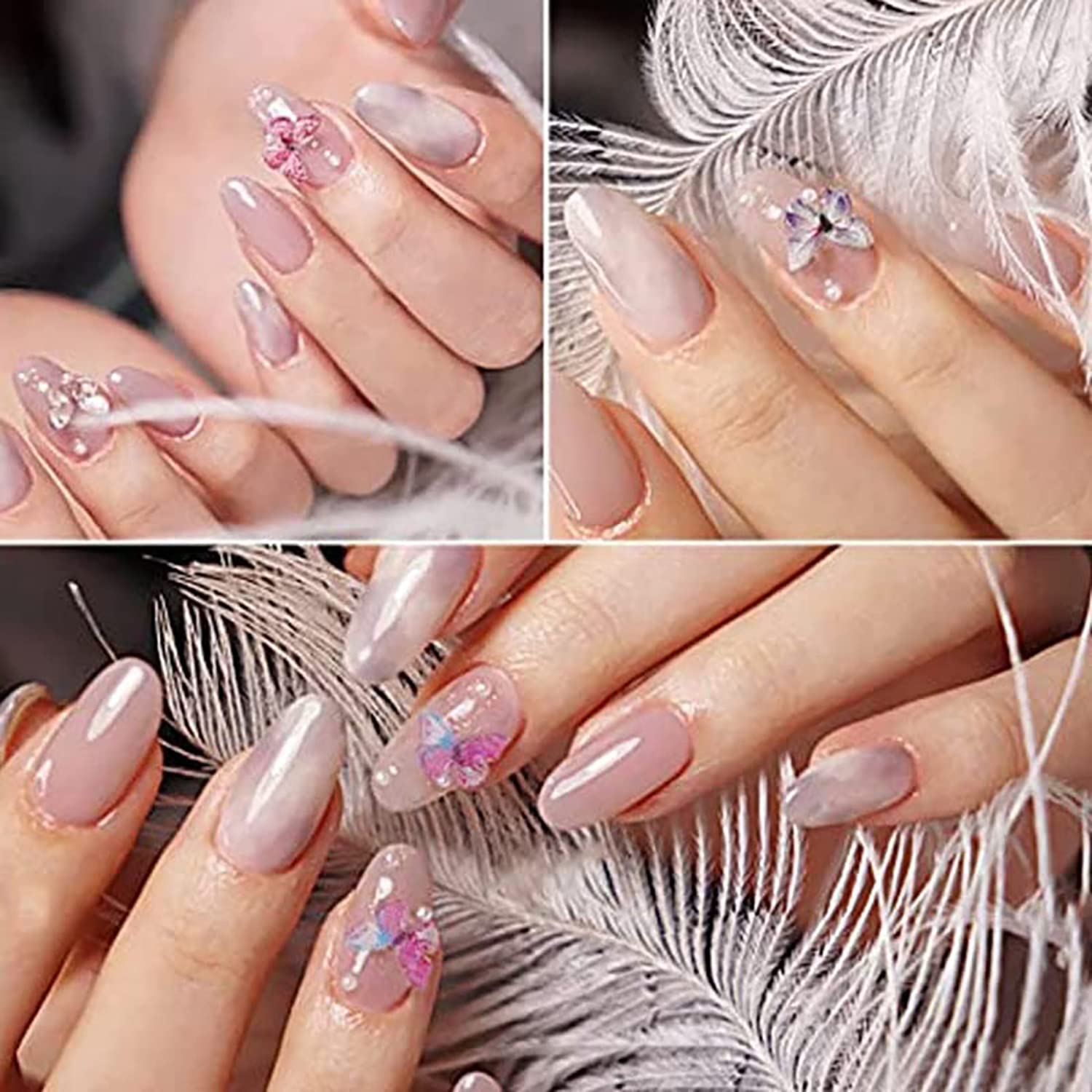 Miniature Butterfly Nail Charms - 2pcs Acrylic Nail Art Decorations for DIY Manicure | Perfect for Women & Girls | Nail Jewelry for Parties, Weddings & Special Occasions