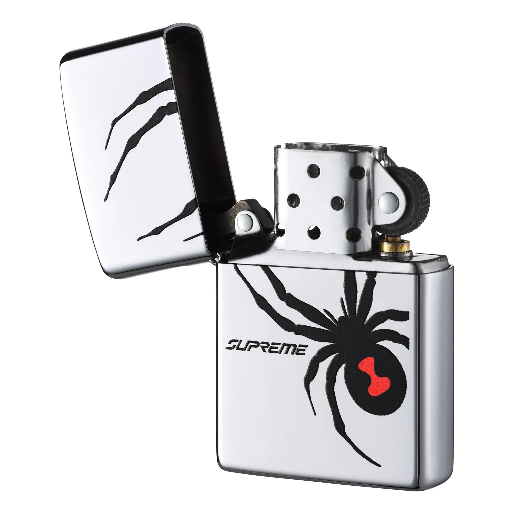Supreme Spyder Silver Zippo Lighter - Windproof Refillable Metal Pocket Lighter for Outdoor Camping, Smoking & Survival Gear | Stylish Collectible Gift for Men