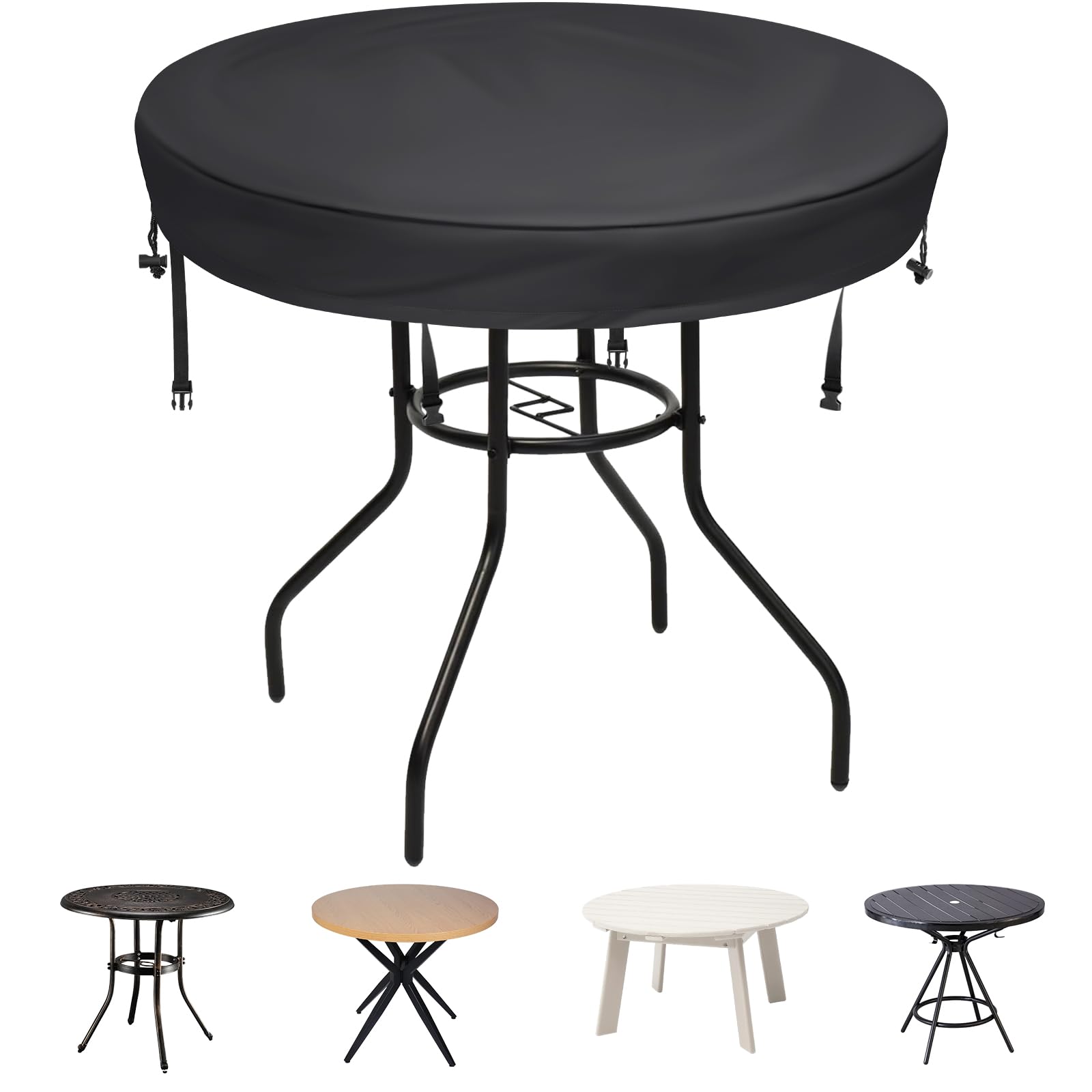 Premium Waterproof Round Outdoor Table Cover - 34-36 Inch UV Protection Patio Furniture Protector for All Weather Use - Perfect for Backyard, Garden & Poolside Dining