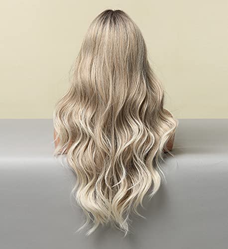 Wavy Silver Platinum Grey Mixed Synthetic Wig for Women - Perfect for Cosplay, Halloween, and Daily Fashion