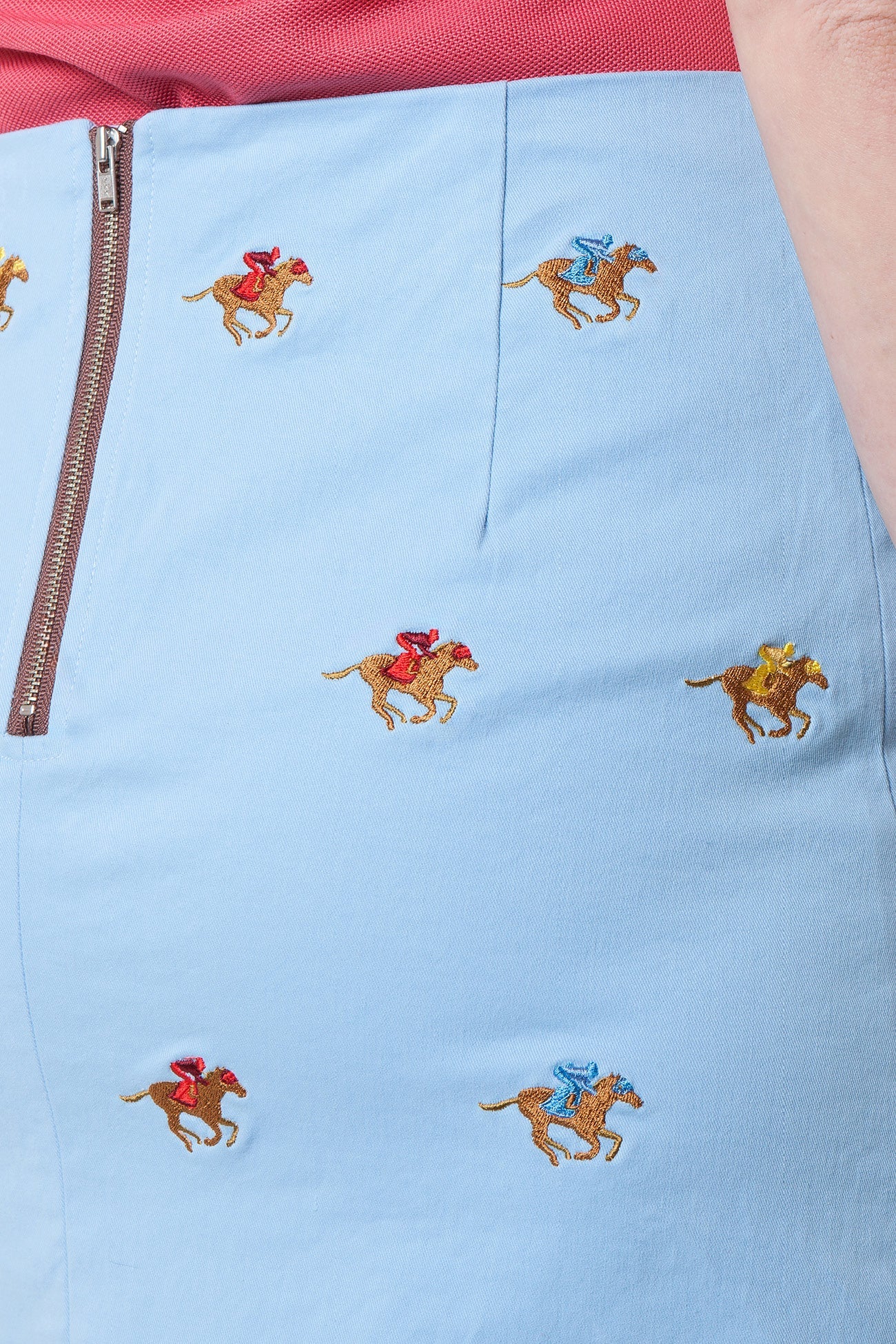 Stylish Ali Skirt - Stretchy Twill Fabric with Racing Horse Print - Perfect for Casual Outings, Office Wear & Summer Fashion