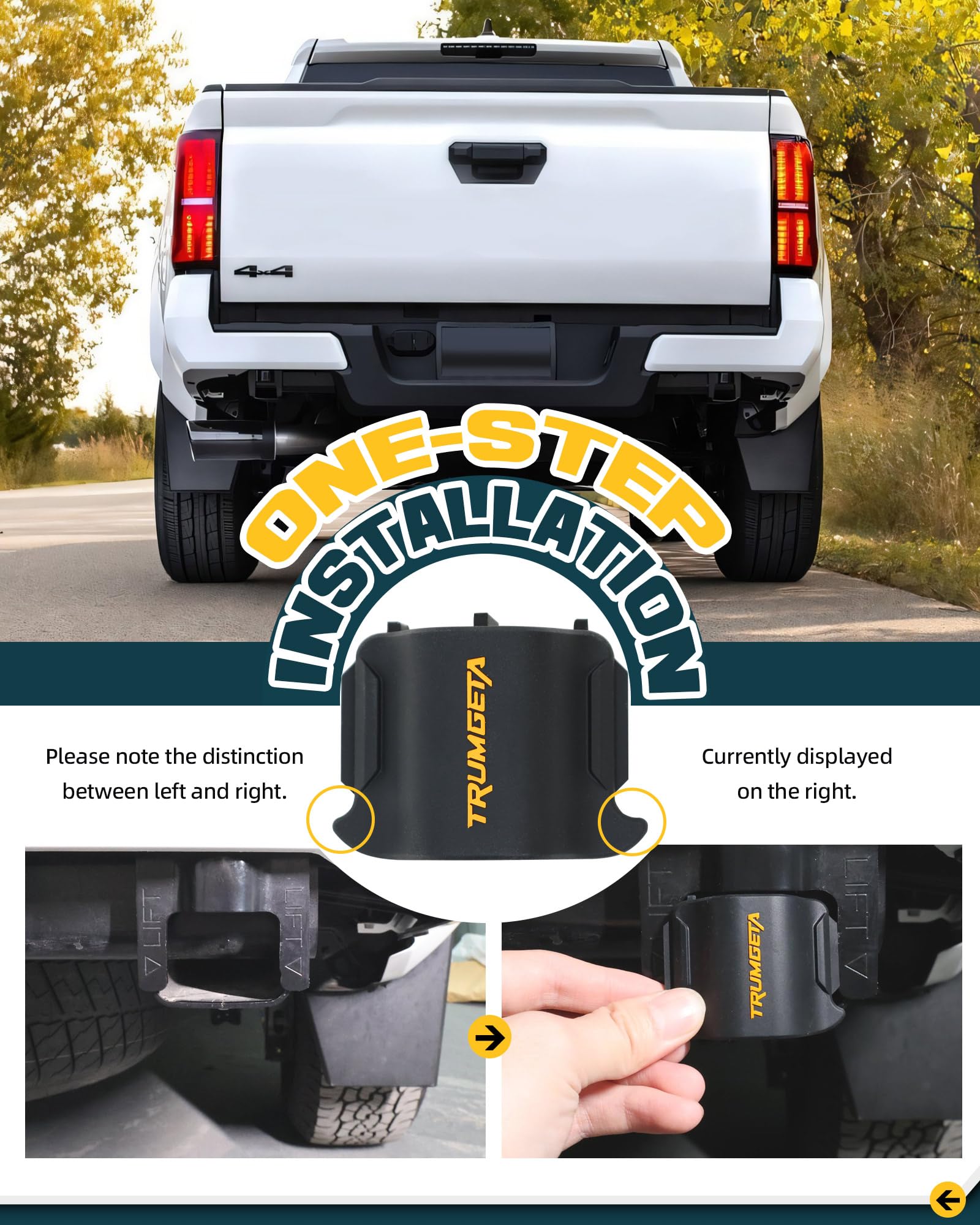 2PCS Rear Bumper Crossmember End Caps for 4th Gen Toyota Tacoma 2024-2025 | Black Rubber Stopper Cover | Waterproof Protection | Off-Road Accessories & Truck Mods