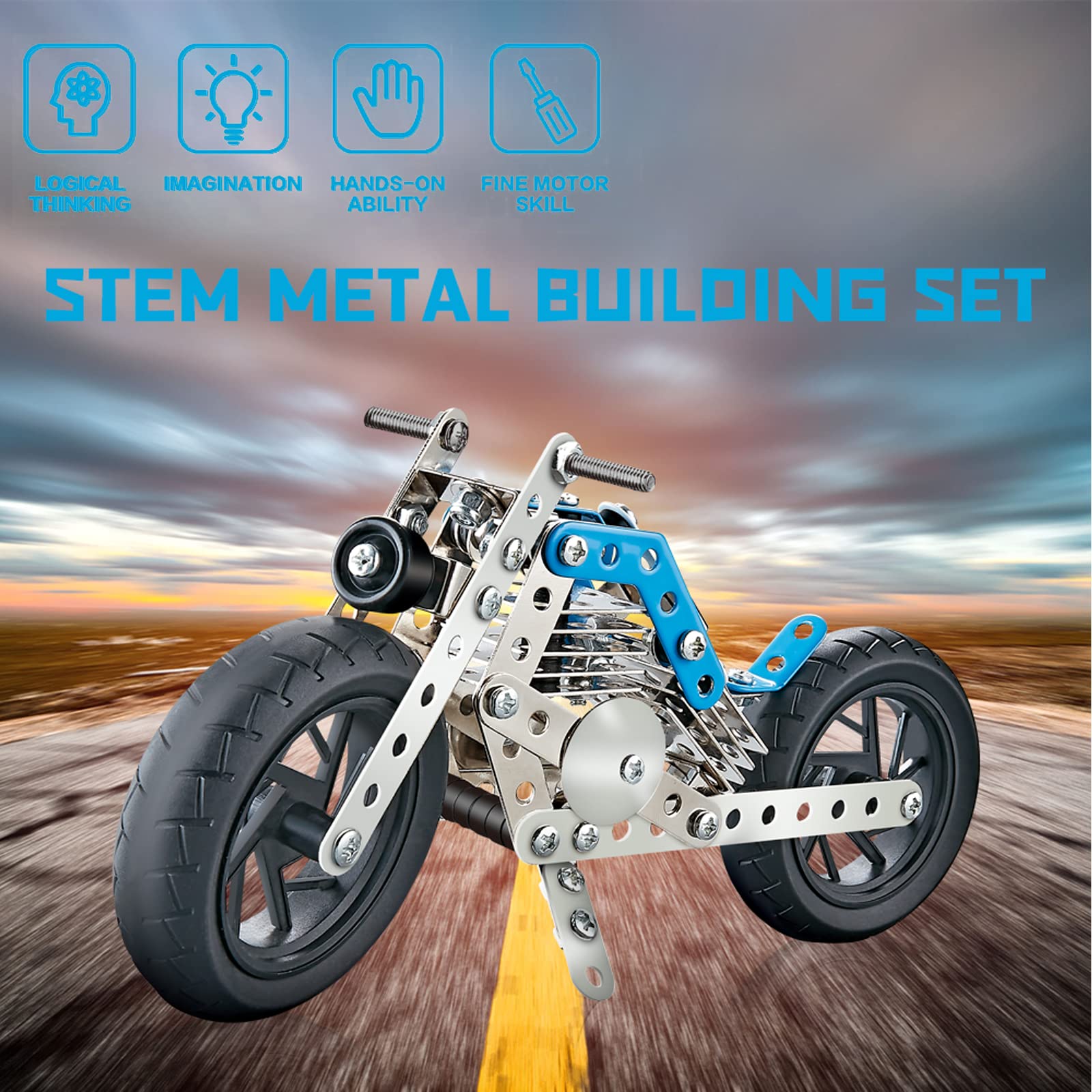 ITECRONH 140-Piece Metal Erector Set - STEM Motorcycle Building Kit for Kids Ages 8-12 & Adults, Educational Construction Toy for Teens 14+ - Perfect for Birthday Gifts, DIY Projects & STEM Learning Activities
