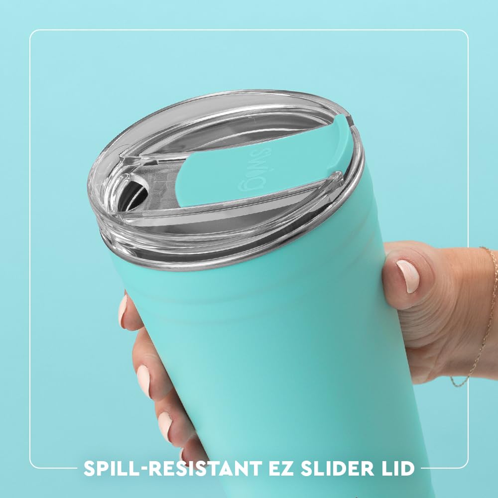 Swig Life 24oz Insulated Stainless Steel Travel Tumbler with EZ Slider Lid - Stackable, Cup Holder Friendly Reusable Coffee Mug for Office, Camping & Road Trips (Wild Thing Design)
