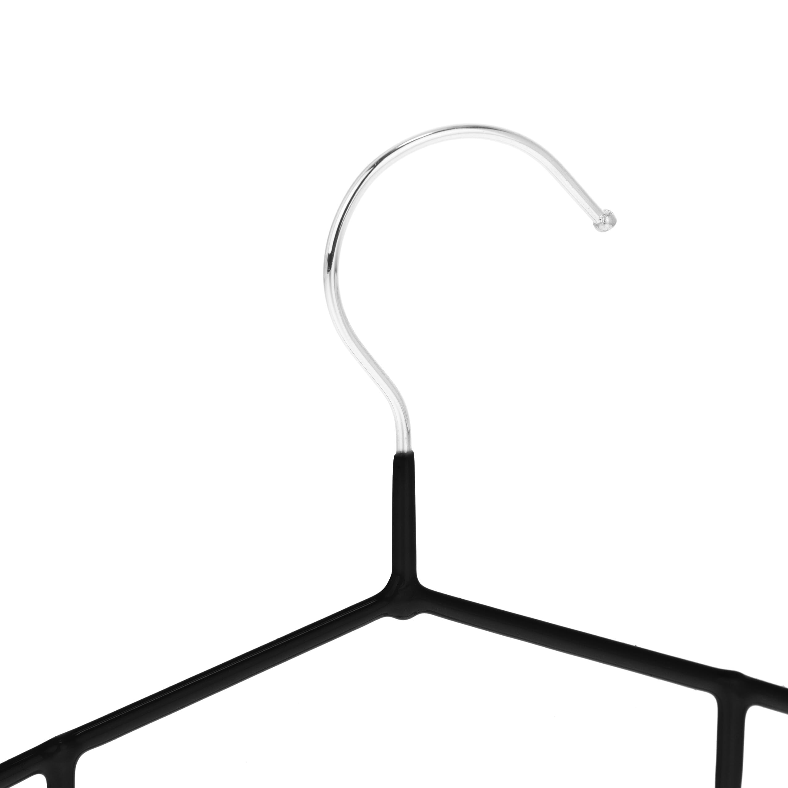 Relaxdays 24-Pack Non-Slip Rubber Coated Hangers with Notches, Tie Holder & Space-Saving Design - Perfect for Closet Organization & Travel (Black)