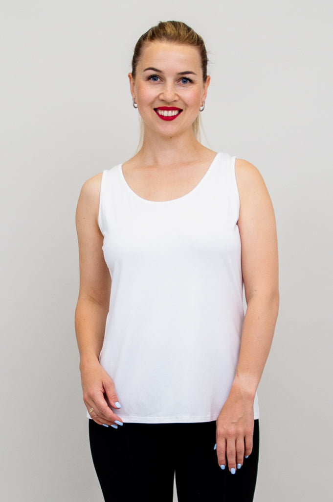 Avalon White Bamboo Tank Top - Women's Soft Breathable Casual Shirt for Summer, Yoga, and Outdoor Activities