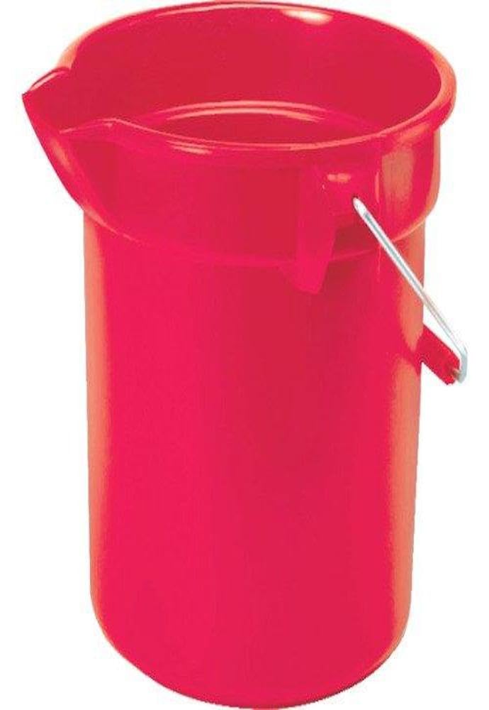 Rubbermaid Commercial 10 Quart Heavy Duty Round Bucket - Durable Red Plastic Pail for Cleaning, Construction, and Outdoor Use (FG296300RED)
