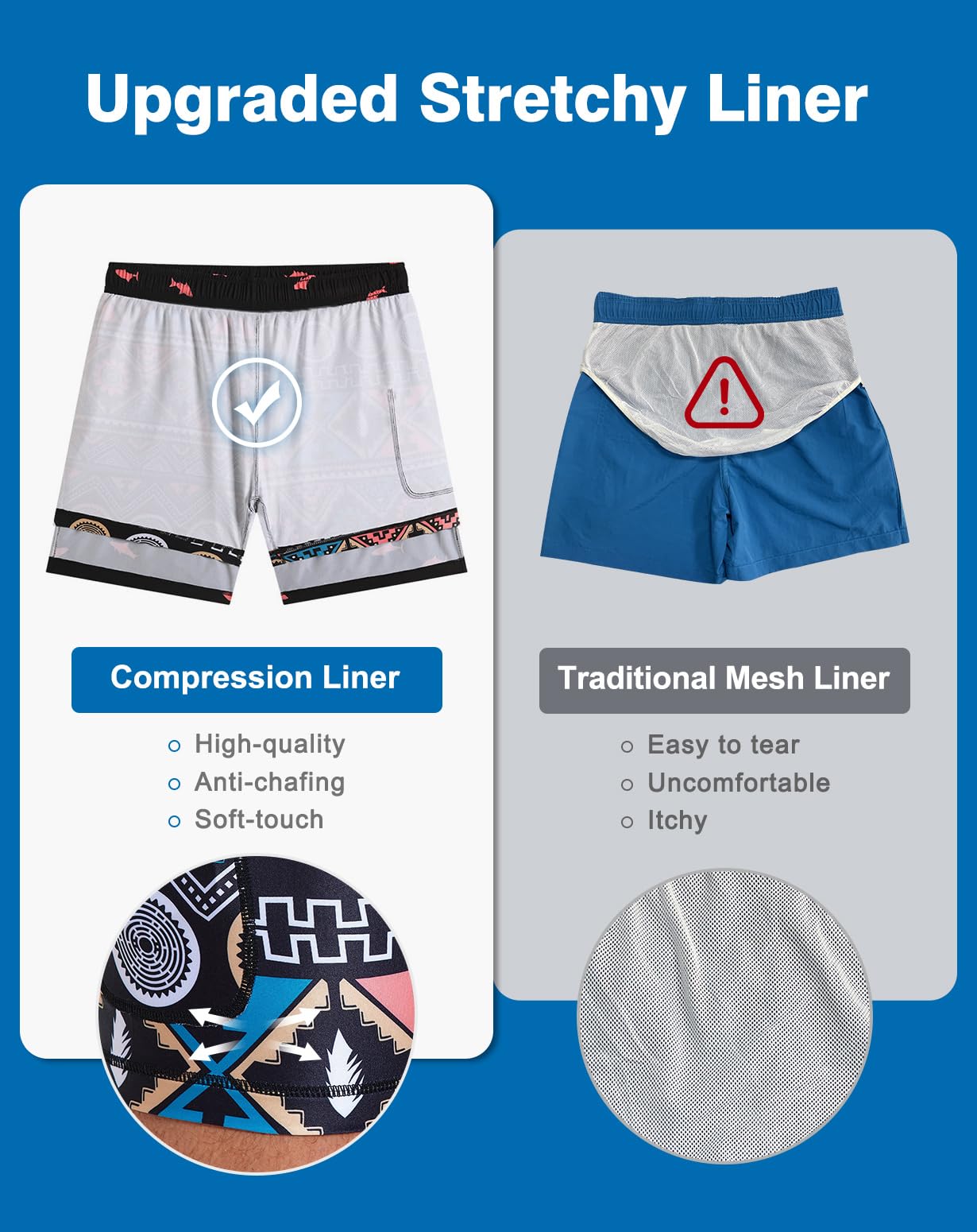 Men's Quick Dry Swim Trunks with Compression Liner - 5