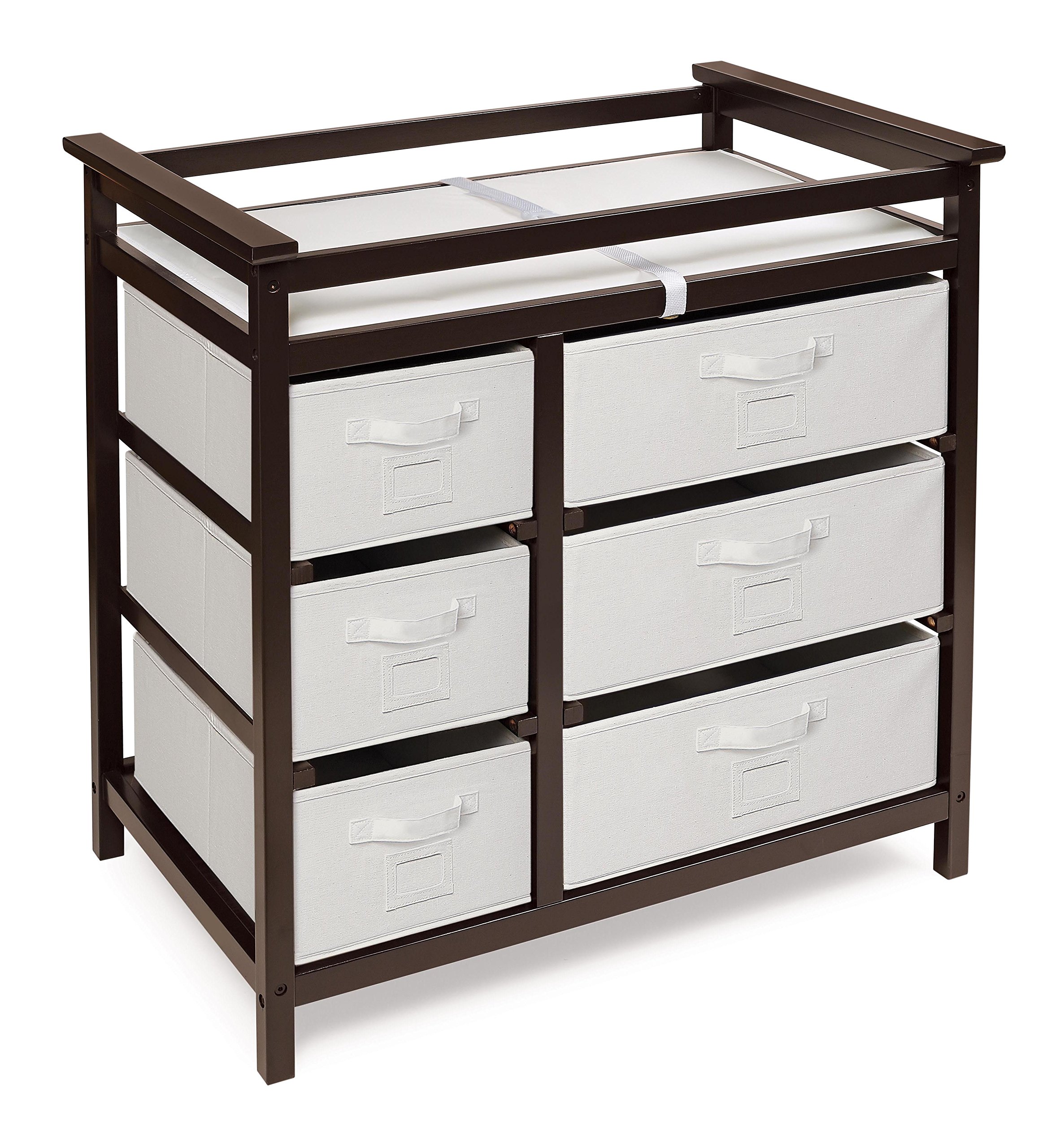 Modern Baby Changing Table with 6 Storage Drawers & Changing Pad - Espresso Finish Diaper Station | Nursery Organization for Newborns & Toddlers | Perfect for Baby Showers & Gender Reveal Gifts