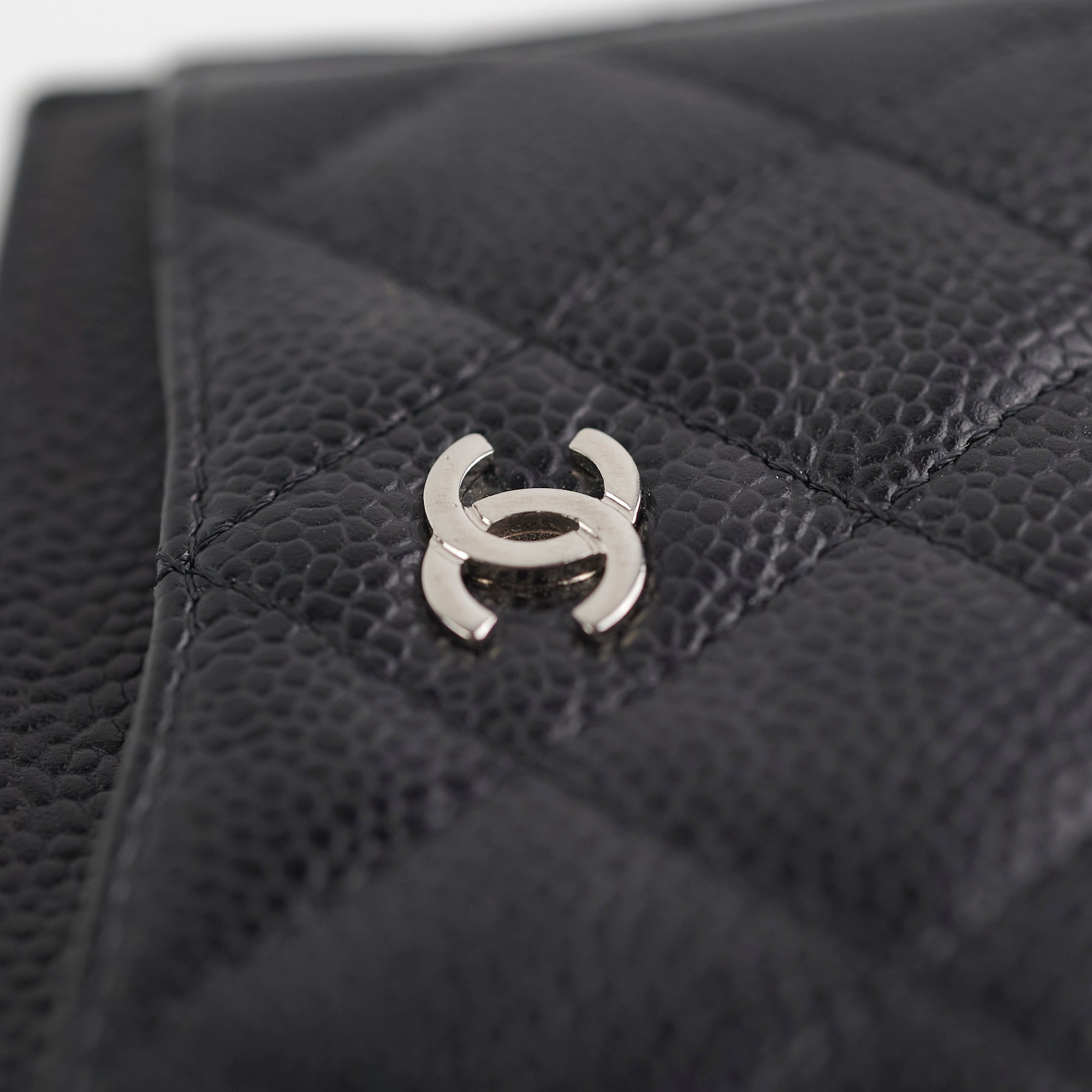Chanel Black Caviar Leather Card Holder - Luxury Compact Wallet for Credit Cards & ID - Perfect for Everyday Use, Travel & Gifting