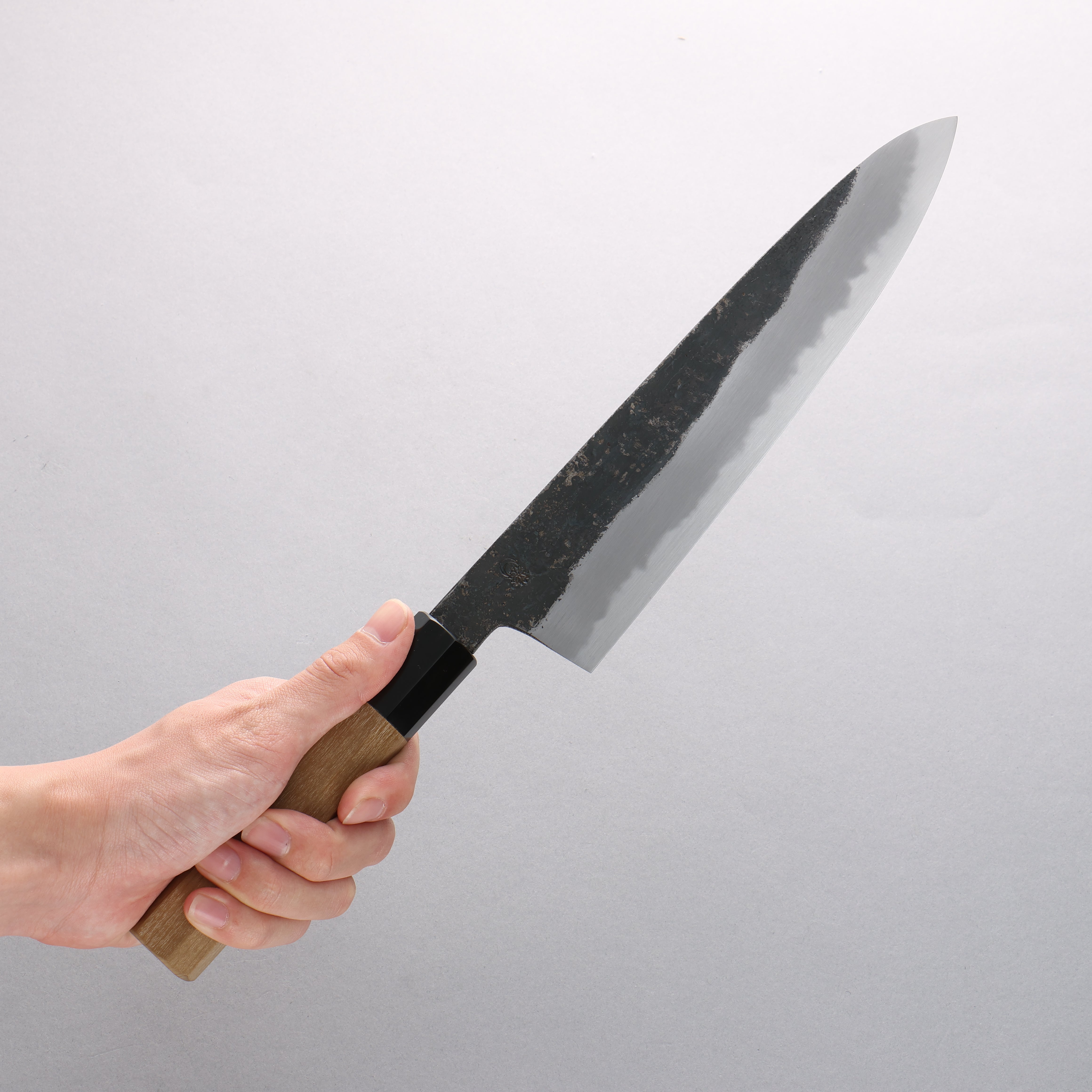 Premium Kikuzuki White Steel No.2 Gyuto Chef Knife 240mm - Black Finish with Magnolia Wood Handle - Perfect for Sushi, Meat Slicing & Professional Kitchen Use