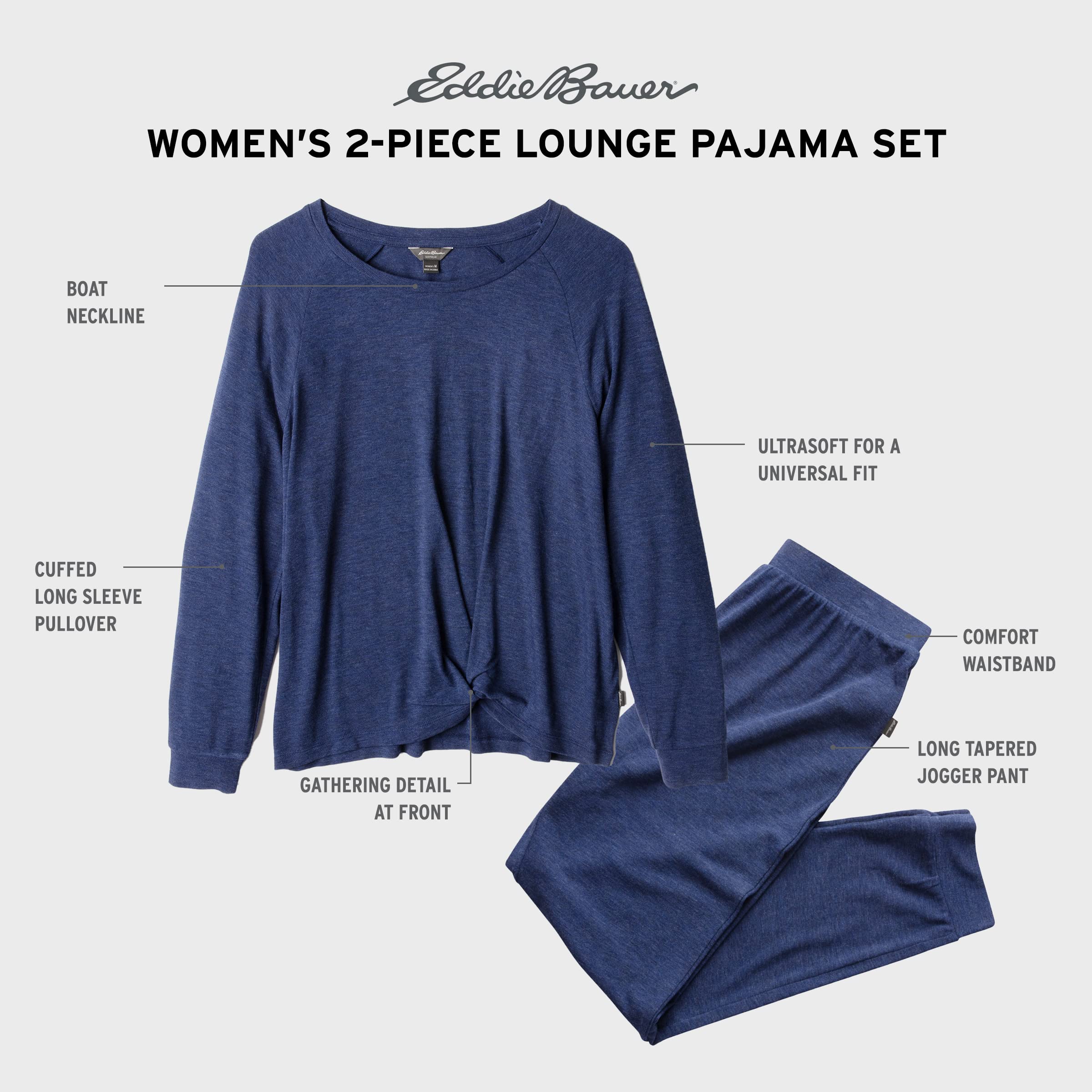Eddie Bauer Women's Cozy Long Sleeve Shirt & Jogger Lounge Set - Soft Comfort Wear for Home, Travel & Relaxation - Casual Loungewear Outfit for Women