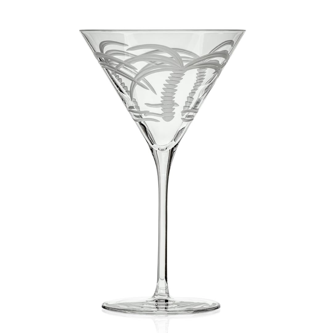 10oz Palm Tree Martini Glasses Set of 4 - Tropical Party Cocktail Glasses for Margaritas, Martinis & Summer Drinks