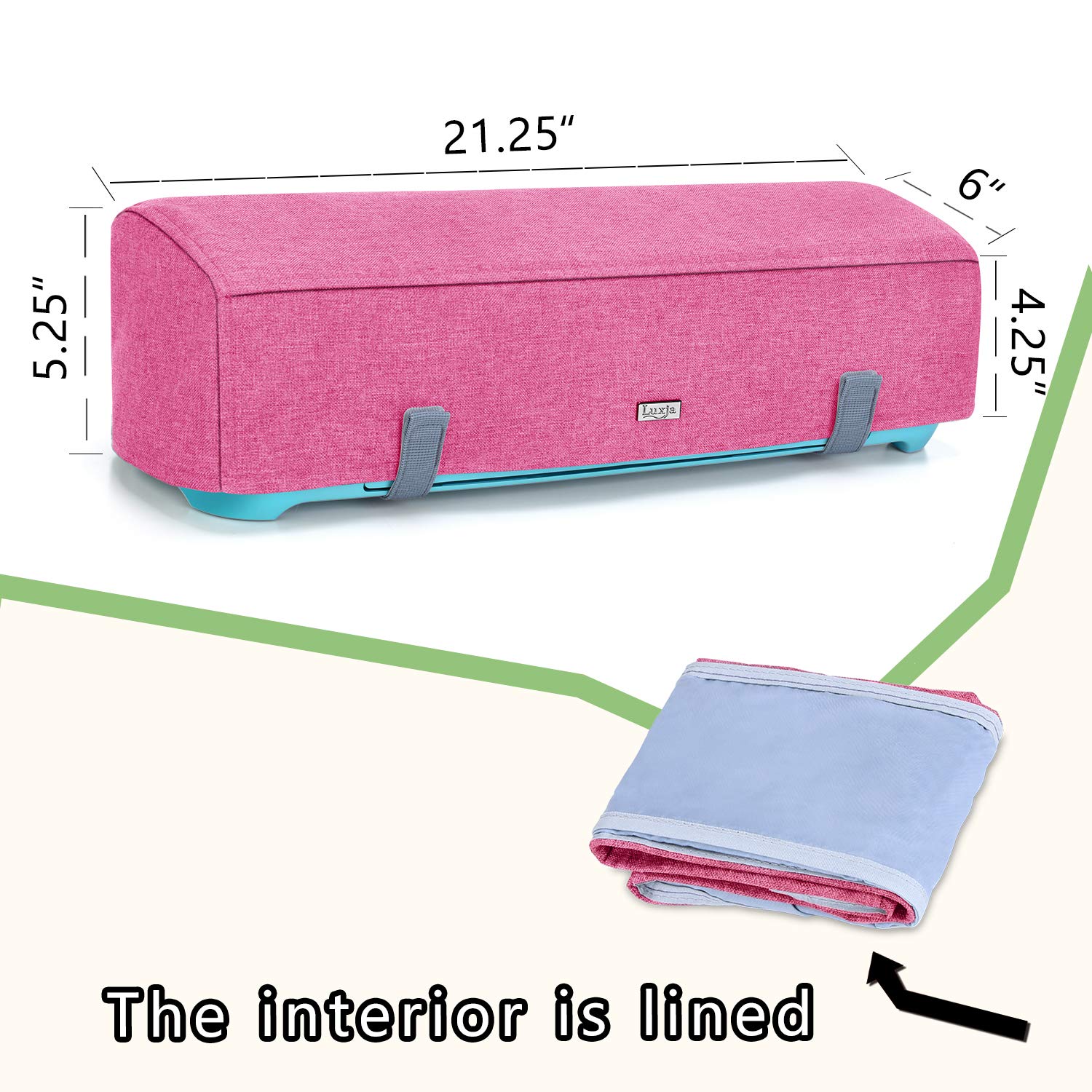 Luxja Dust Cover for Cricut Explore Air & Air 2 - Pink Machine Protector with Back Pockets | Perfect for Craft Room Organization & Vinyl Cutting Projects