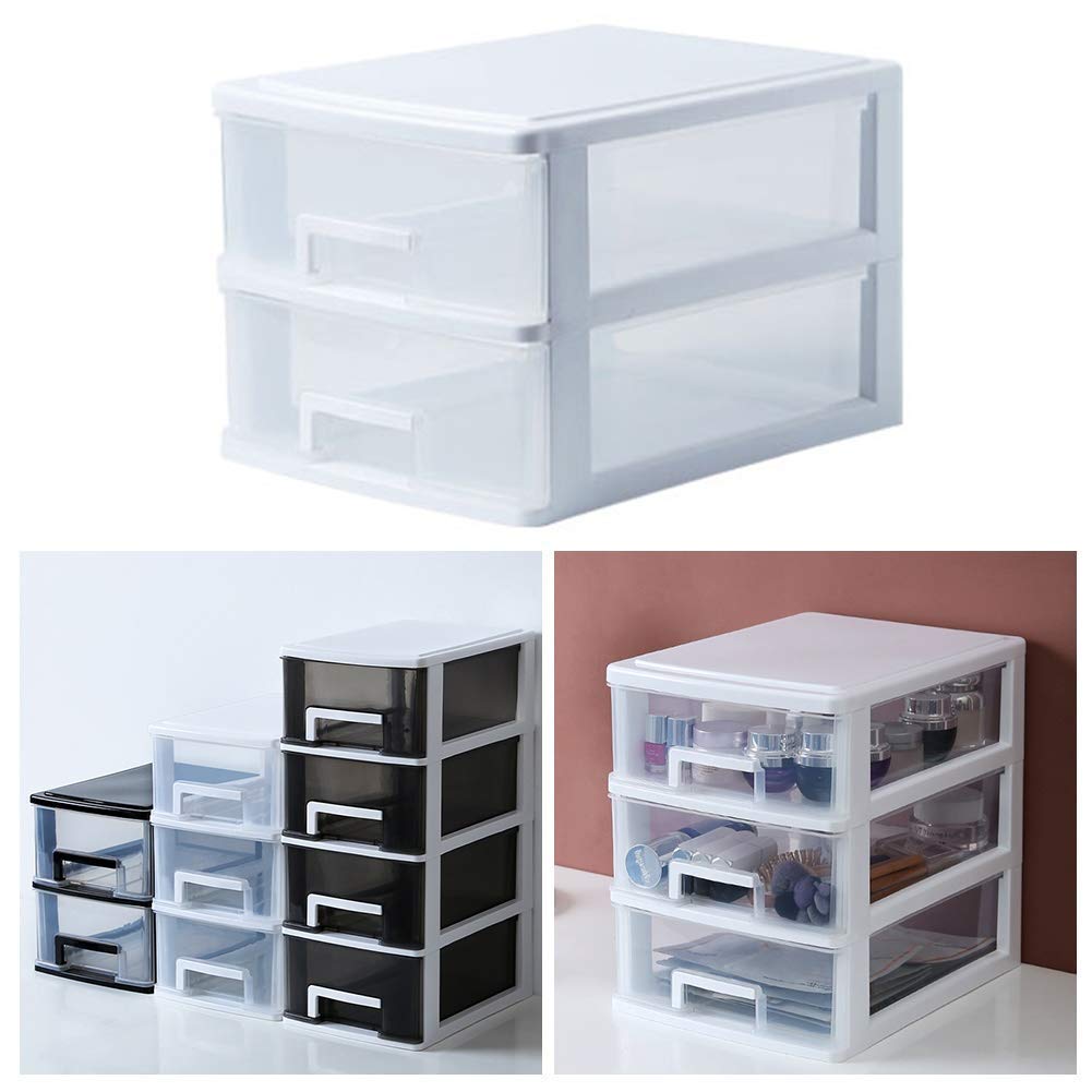 Durable Plastic Cosmetic Storage Box Organizer - Drawer Desktop Holder for Makeup Brushes, Lipsticks, Palettes, Nail Polish & Jewelry | Perfect for Vanity, Office & Travel Organization