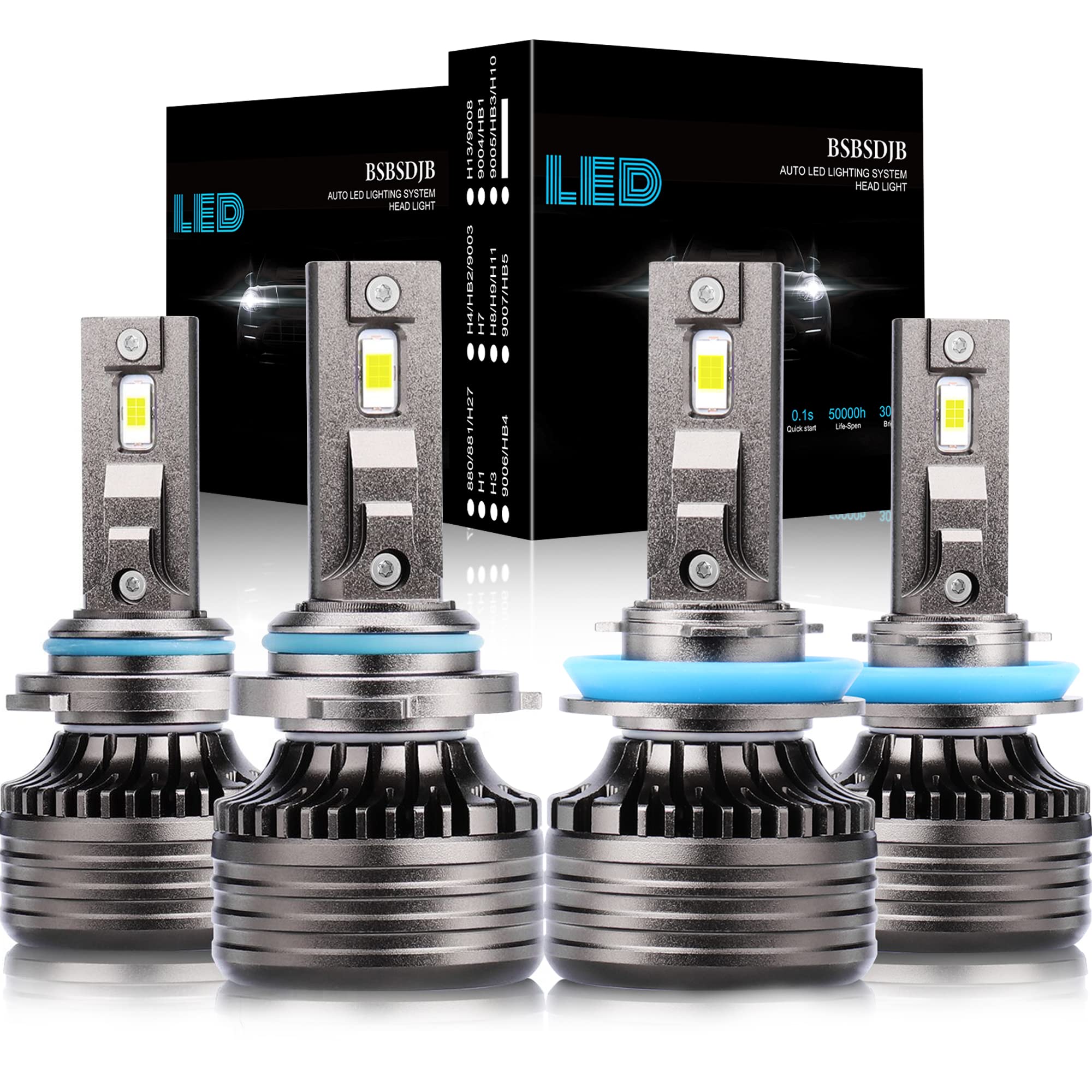 9005/HB3 & H11 LED Headlight Bulbs for Toyota Sienna (2011-2020) - 40000LM 100W High/Low Beam Combo, 6000K Cool White, Plug & Play - Pack of 4 - Enhanced Night Driving Visibility for Highway & City Roads