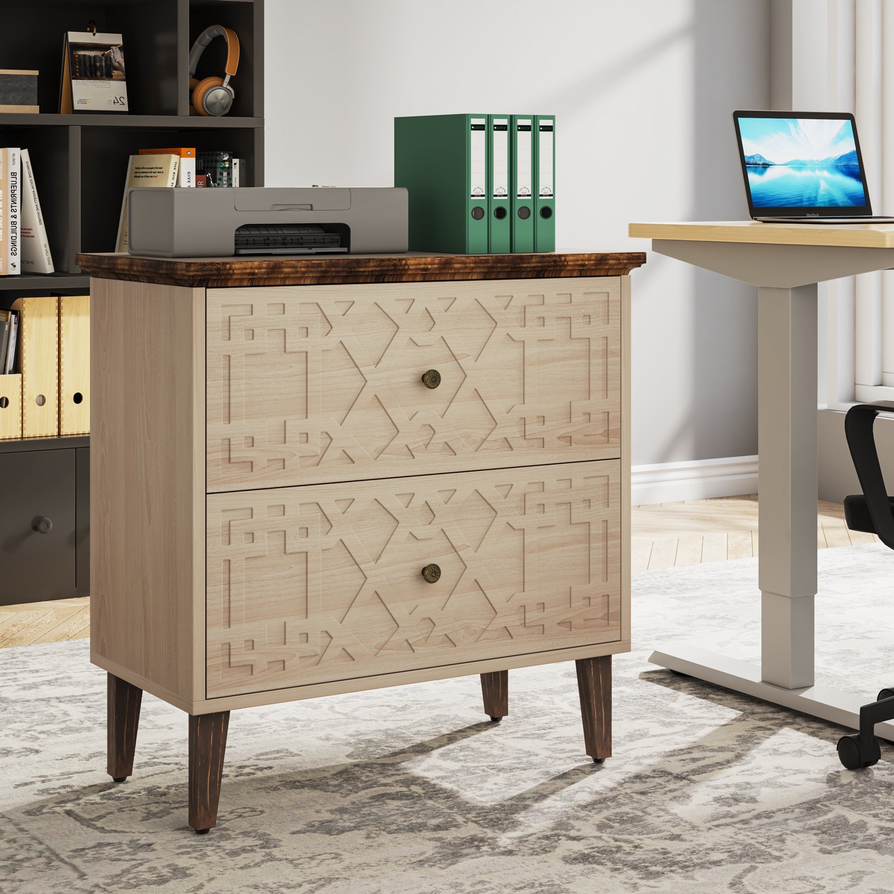 2-Drawer Wood File Cabinet - Office Storage Organizer for Documents, Files & Supplies | Perfect for Home, Office & Workspace Organization