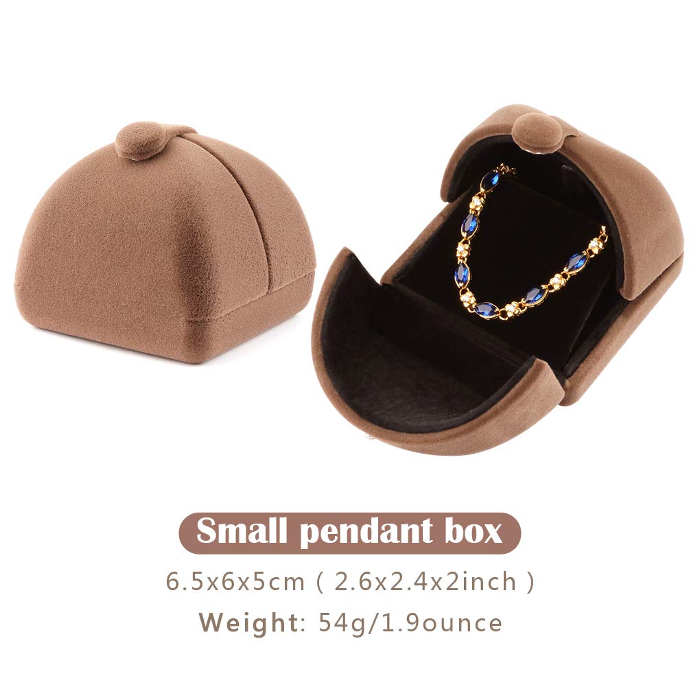 Rolin Roly Velvet Jewelry Gift Box - Flocked Bracelet Display Case for Necklaces, Rings & Watches | Perfect for Weddings, Engagements, Birthdays & Anniversaries | Elegant Brown Jewelry Storage & Presentation Box for Special Occasions
