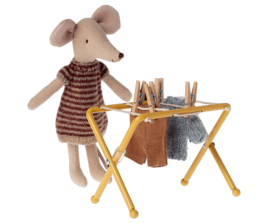 Maileg Mini Mouse Drying Rack - Small Dish Rack for Tiny Dishes & Utensils | Perfect for Dollhouses, Play Kitchens & Kids Pretend Play