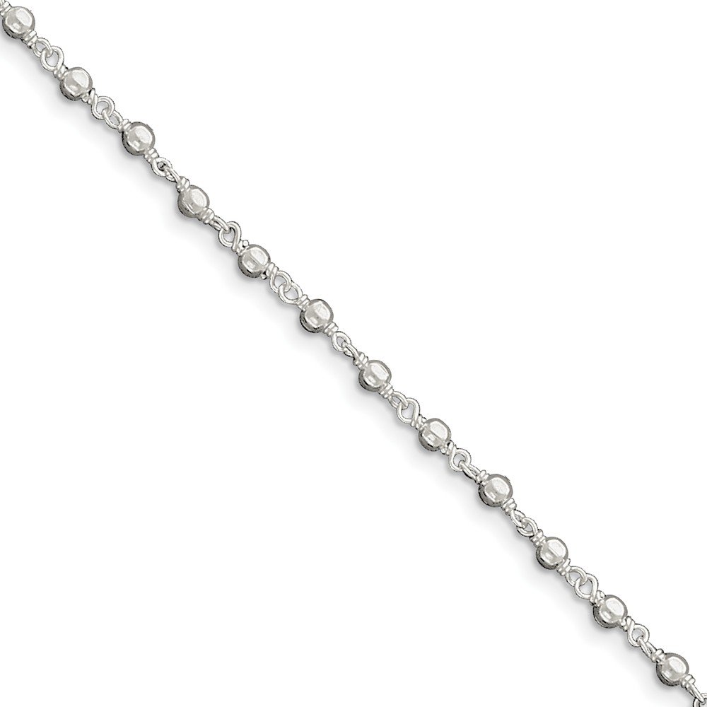 Sterling Silver Beaded Anklet for Women - Elegant Adjustable Ankle Bracelet for Beach, Summer & Boho Style Outfits