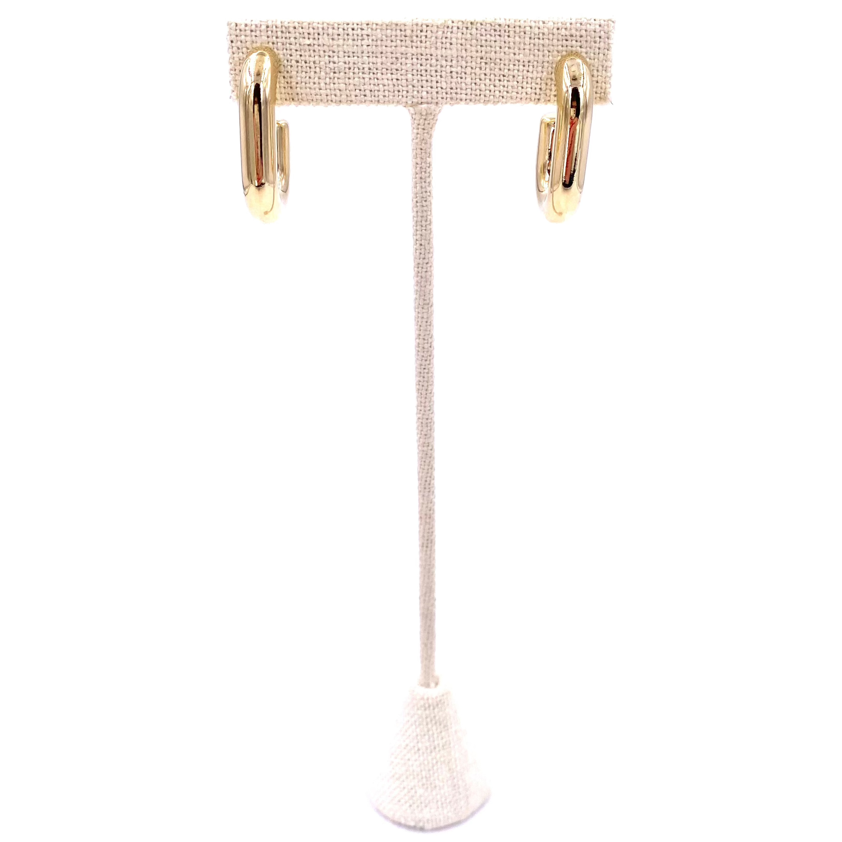 Ashley Gold Stainless Steel Rectangle Open Back Hoop Earrings for Women - Hypoallergenic Fashion Jewelry - Perfect for Parties, Weddings & Everyday Wear
