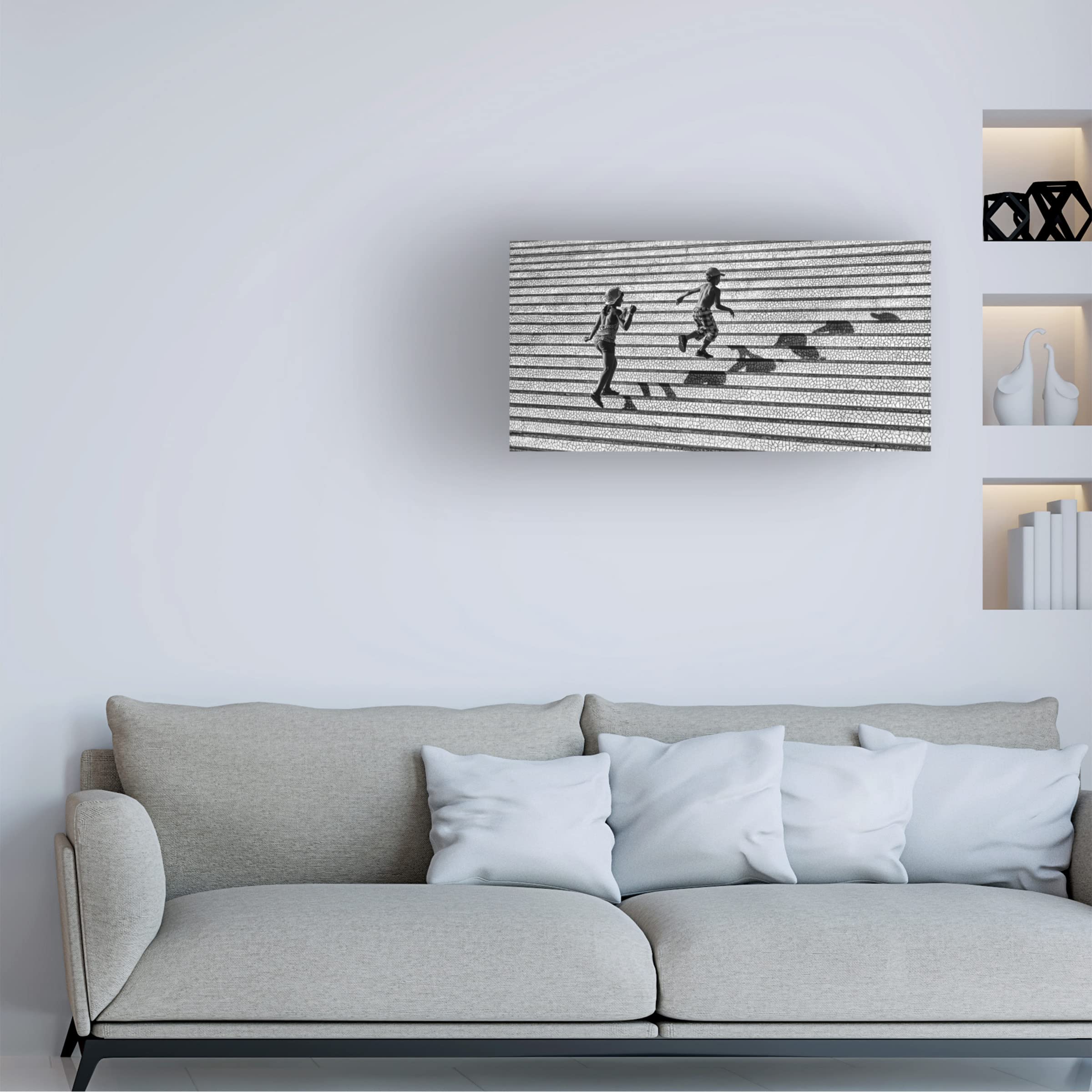 Trademark Fine Art 'On The Stairs' Canvas Wall Art by Juan Luis Duran - Modern Home Decor for Living Room, Bedroom & Office