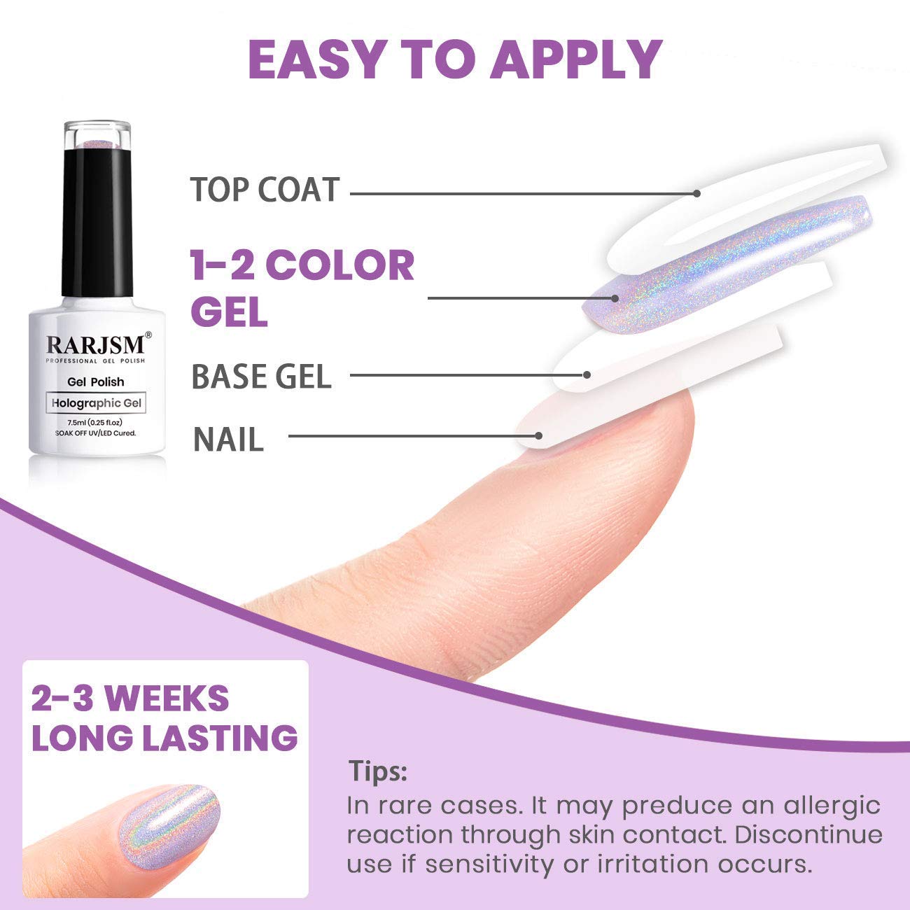 Holographic Glitter Pink Nail Polish - 7.5ml Sparkling Gel Polish for Salon & DIY Nail Art | LED Lamp Required | Long-Lasting Glossy Finish | Perfect for Parties, Weddings & Special Occasions