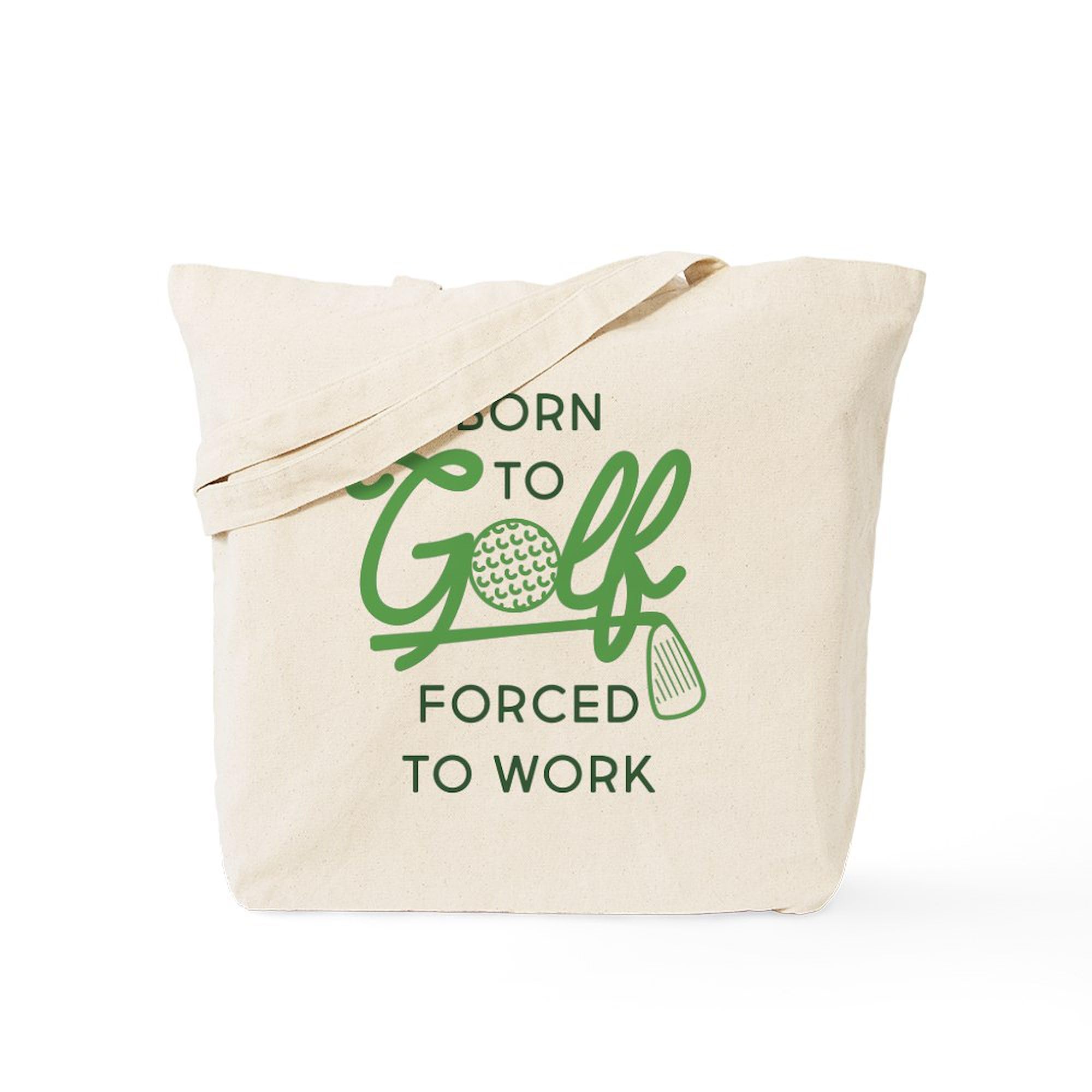 Born To Golf Forced To Work Tote Bag - Natural Canvas Reusable Shopping Bag for Golf Lovers, Office Commute & Grocery Shopping