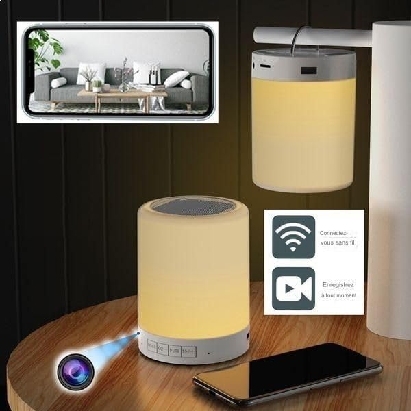 Ebiz WiFi HD Spy Camera with Bluetooth Speaker & Night Light - Hidden Surveillance for Home Security, Baby Monitoring, and Office Protection