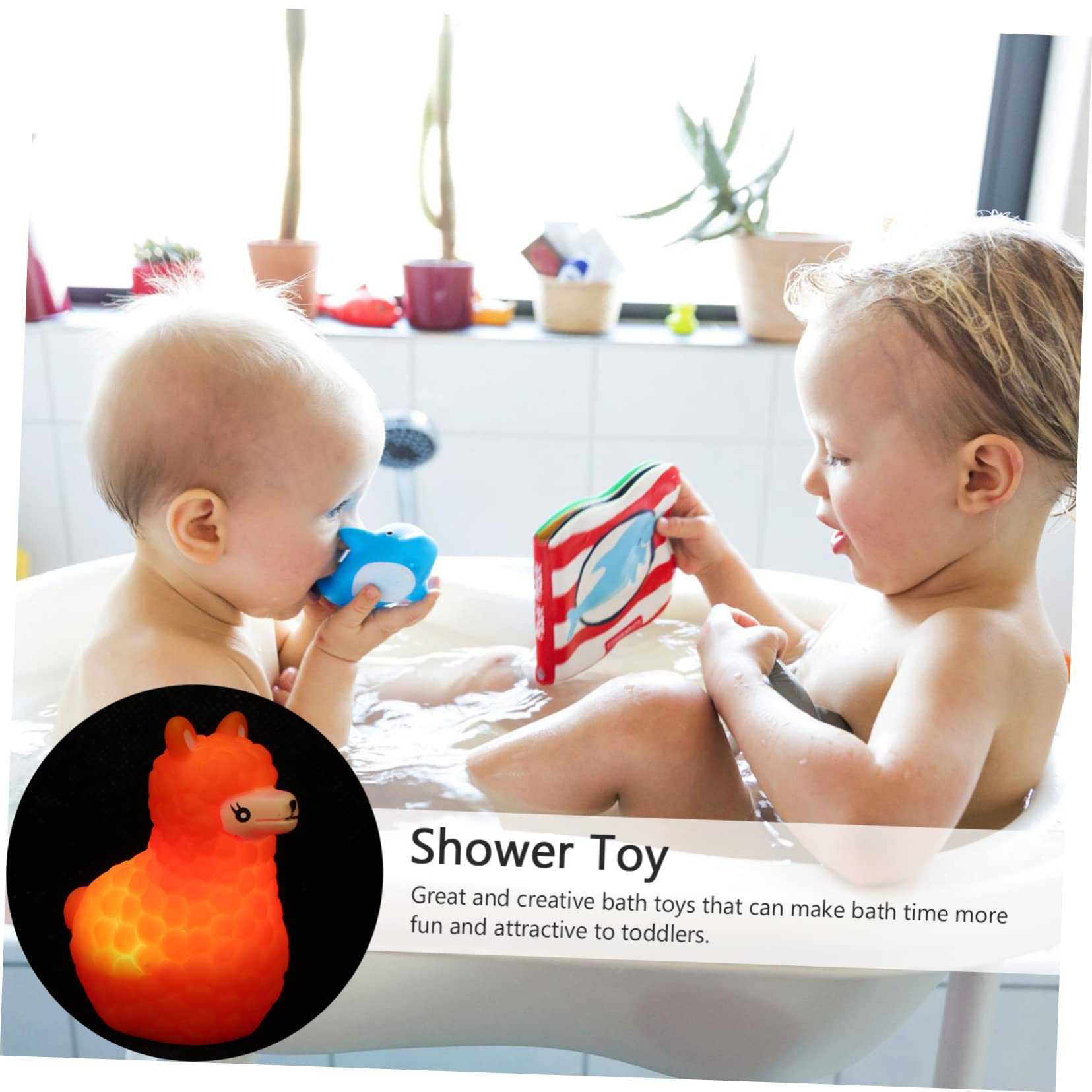 MUSISALY 4-Piece Glow in The Dark Bath Toys Set - Flashing Floating Vinyl Bathtub Toys for Kids, Fun Bath Time for Toddlers & Babies (Perfect for Sensory Play, Nighttime Baths & Pool Parties)