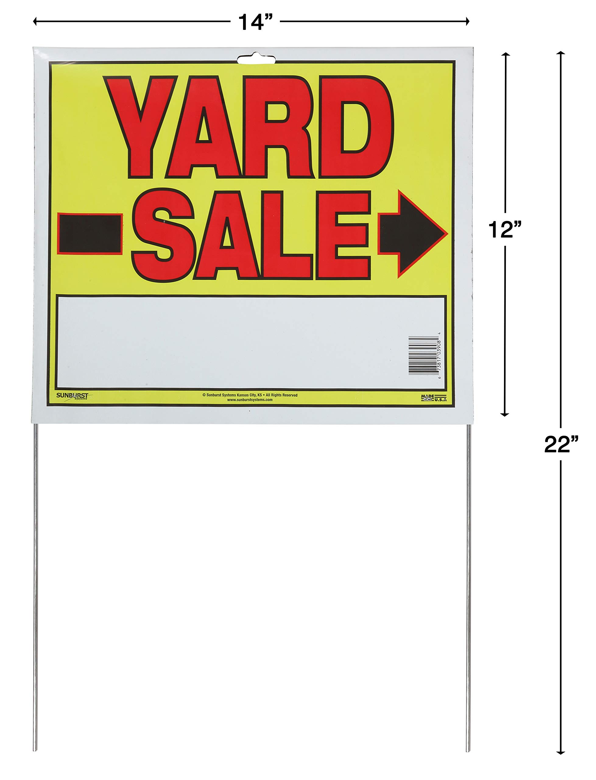 Sunburst 3908 U-Stake Yard Sale Signs 10-Pack - Yellow, Red, Black - for Garage Sales & Flea Markets