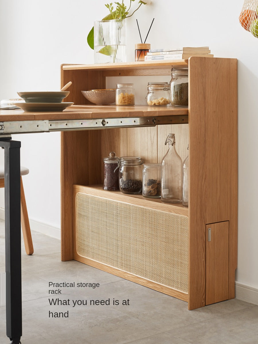 Solid Oak Wood Extendable Dining Table & Buffet Sideboard - Perfect for Small Spaces, Entertaining, and Modern Farmhouse Decor