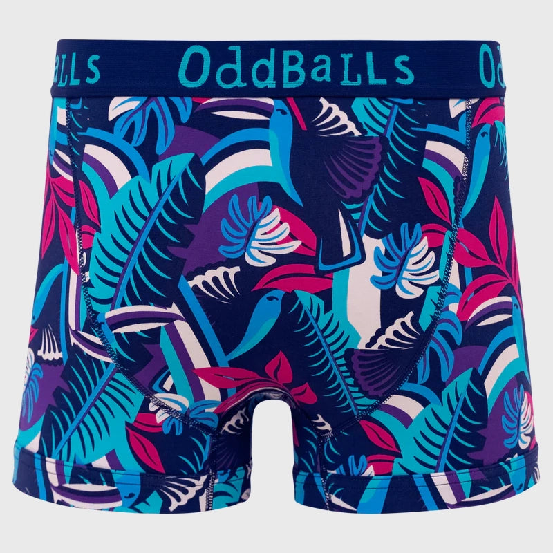 OddBalls Toucan Boxer Shorts for Men - Fun Tropical Bird Print Underwear - Comfortable & Breathable for Casual Wear, Lounge & Sleep