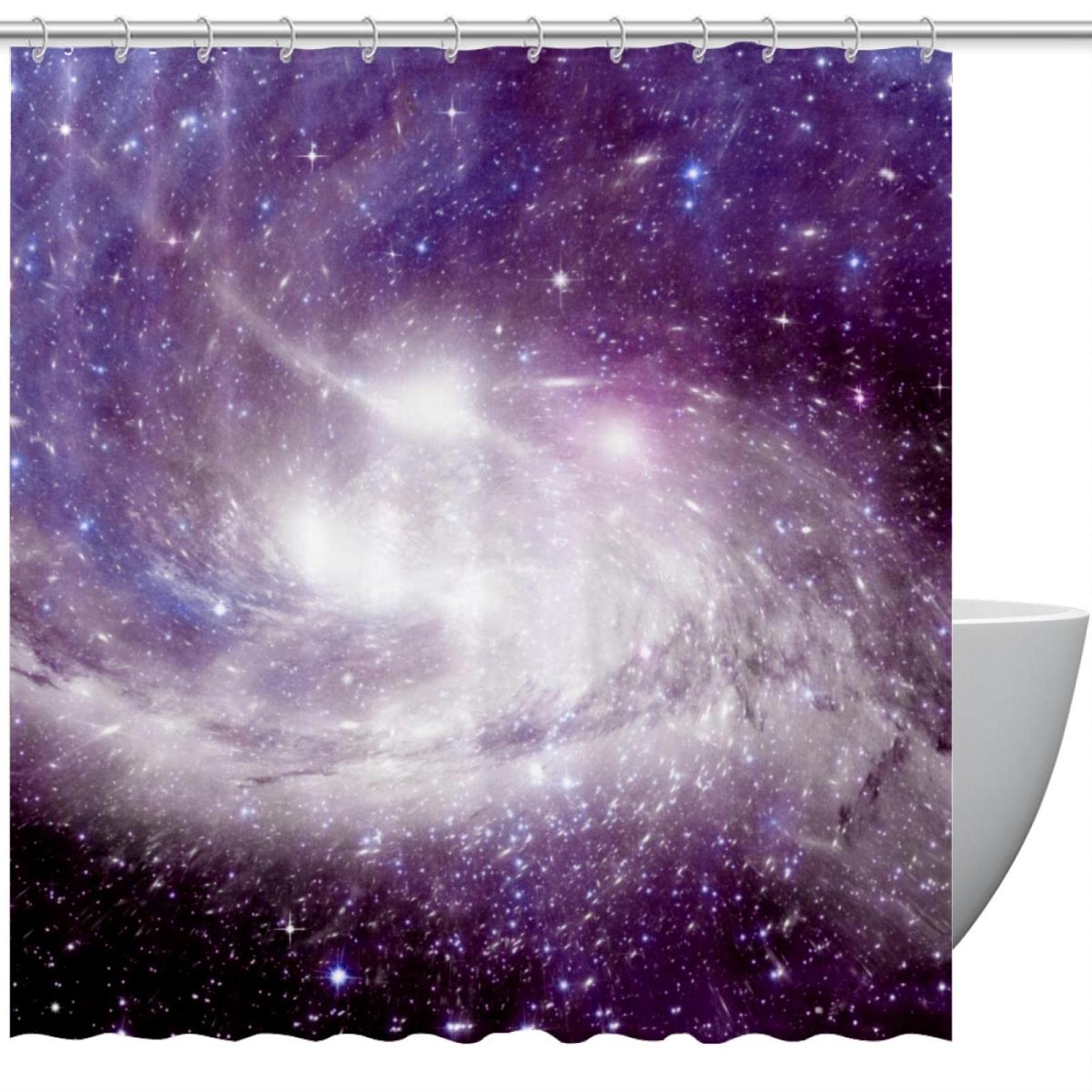 Galaxy Nebula Stars Shower Curtain - Premium Polyester Fabric Bathroom Curtain with Liner, Hotel Quality for Home, Dorm & Spa Decor
