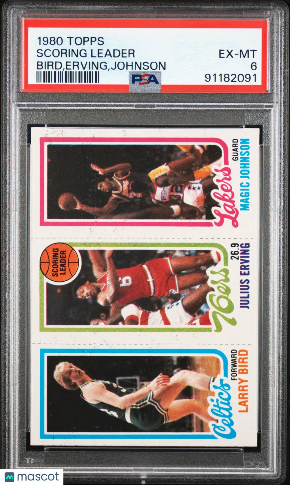 1980 Topps Scoring Leaders Basketball Card - Larry Bird, Julius Erving, Magic Johnson Rookie PSA 6 - Perfect for NBA Collectors & Sports Memorabilia Displays