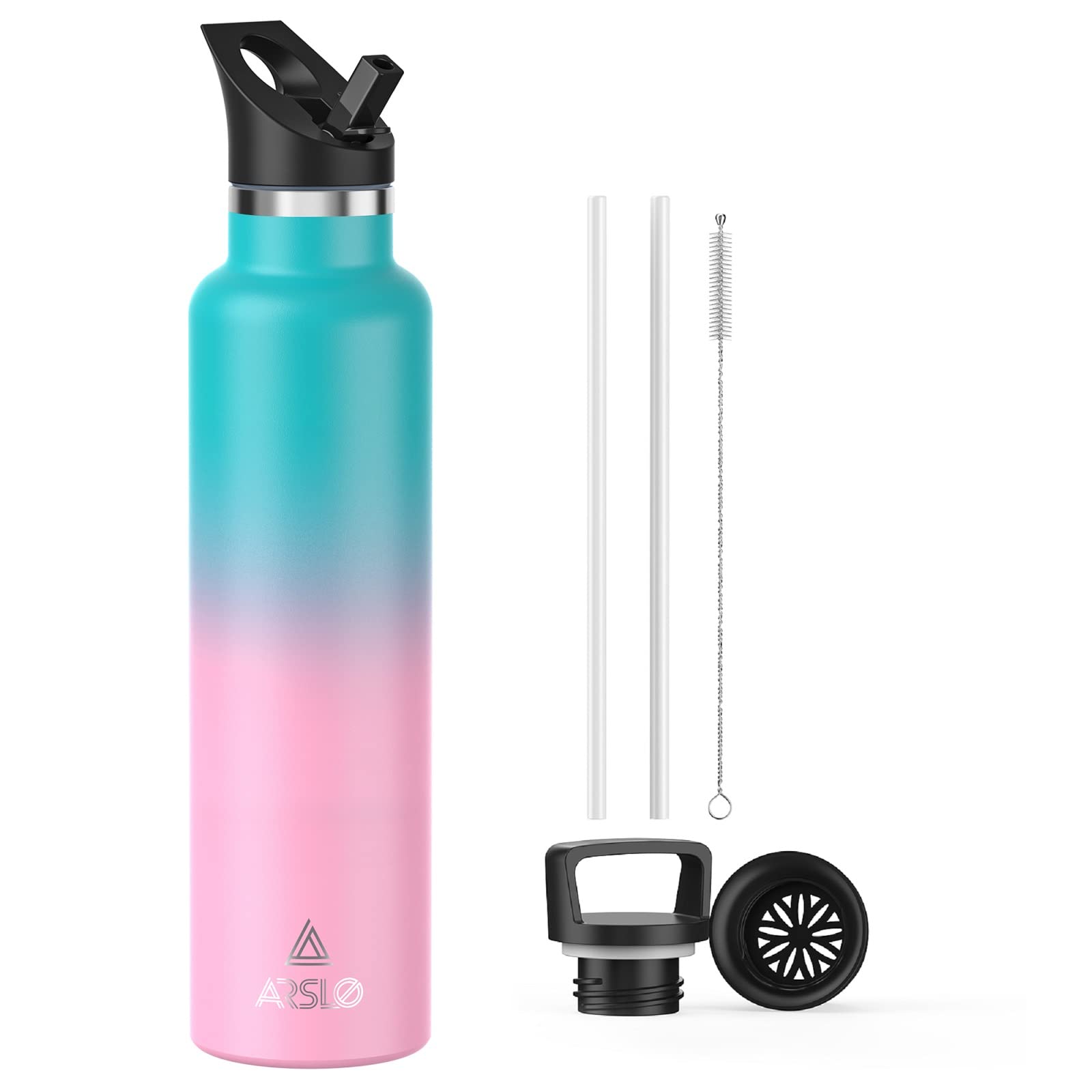 Arslo Insulated Water Bottle - 24H Cold & 12H Hot, Stainless Steel with Straw Lid for Hiking & Sports